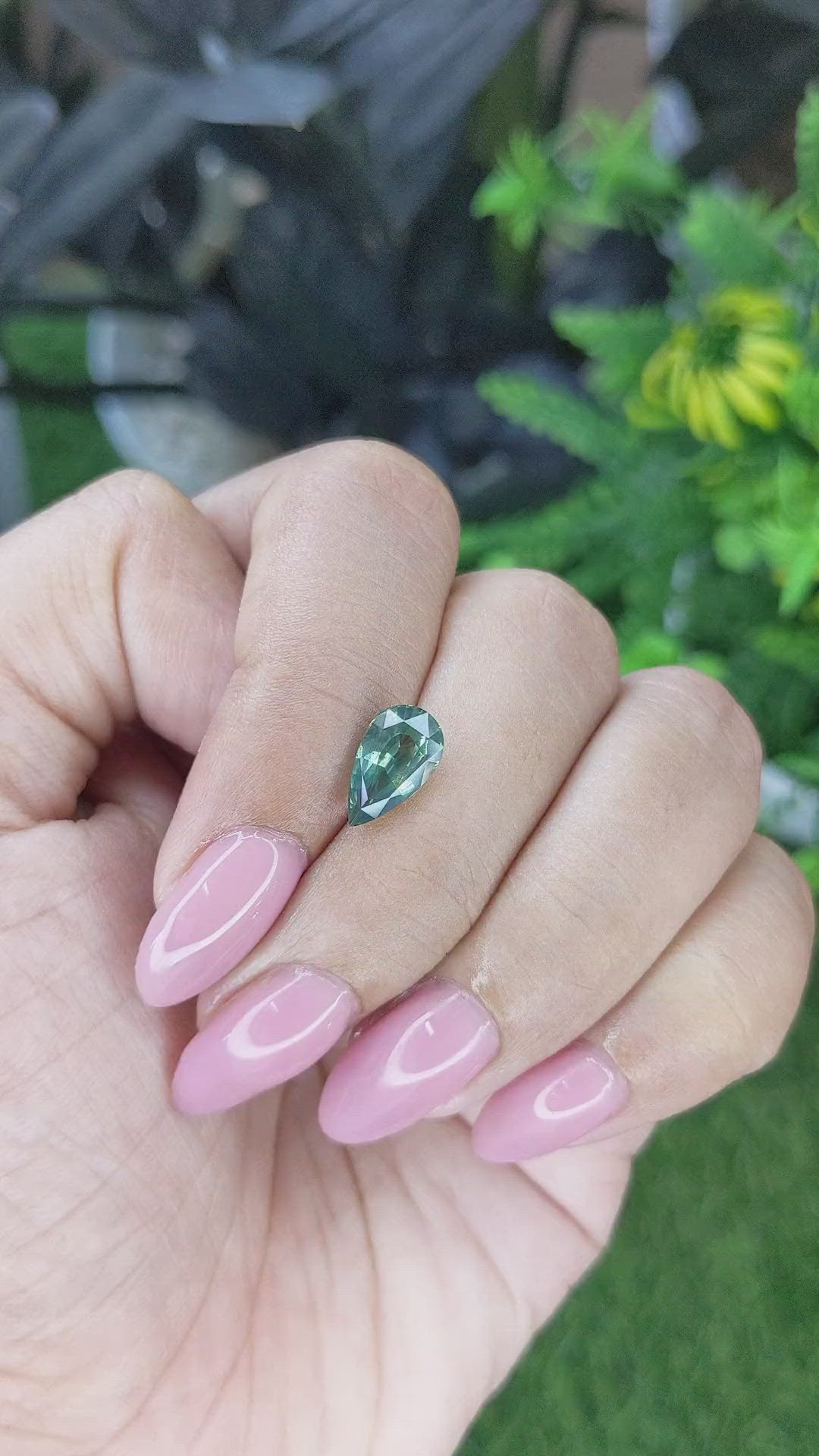 2.00 Ct. Bluish Green Sapphire from Madagascar Size Video