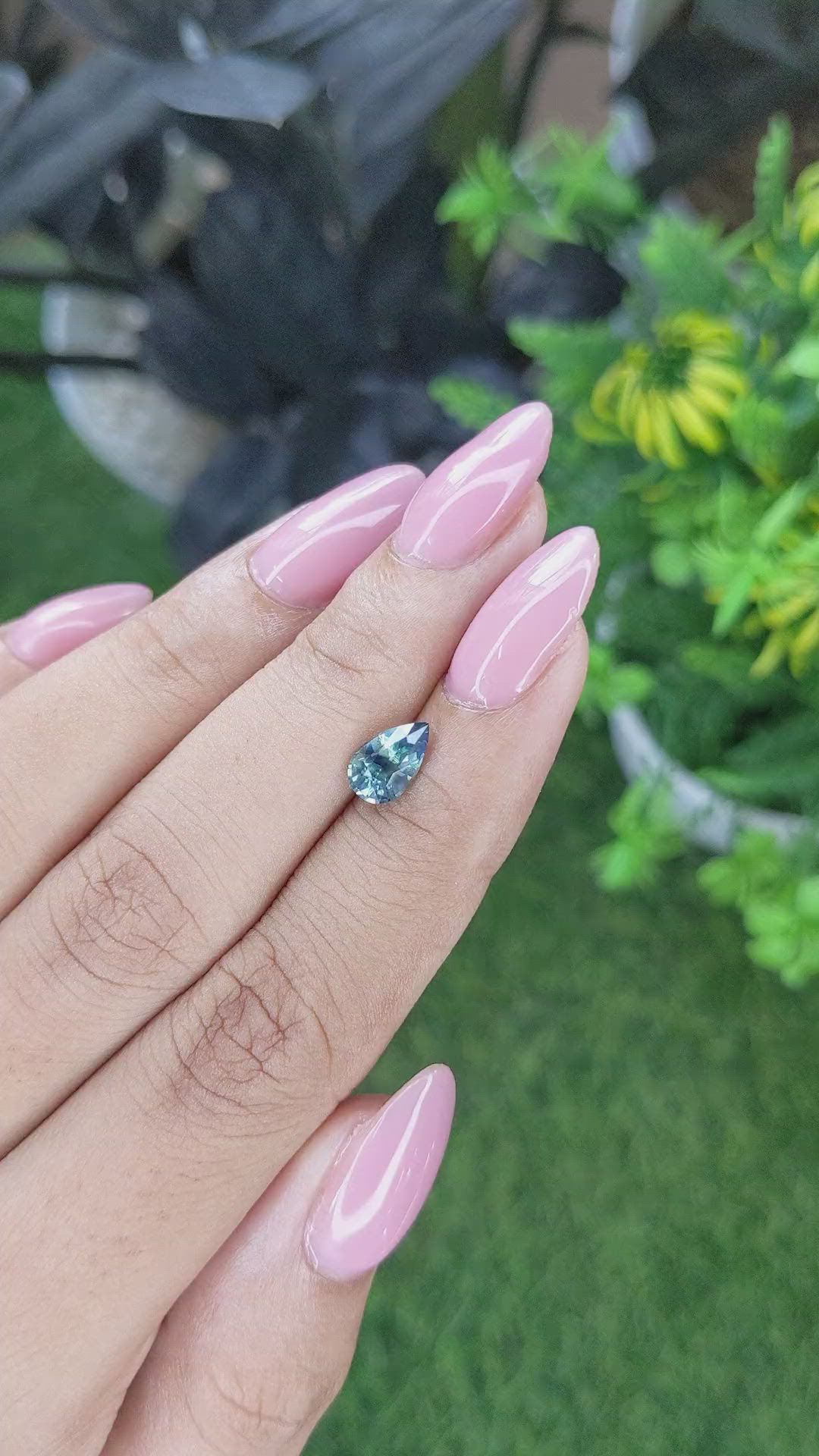 1.14 Ct. Greenish Blue Sapphire from Madagascar Size Video