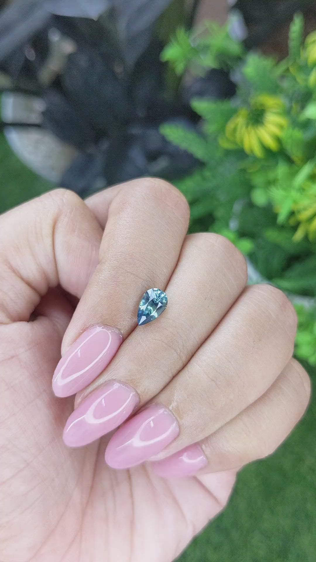 1.14 Ct. Greenish Blue Sapphire from Madagascar Size Video