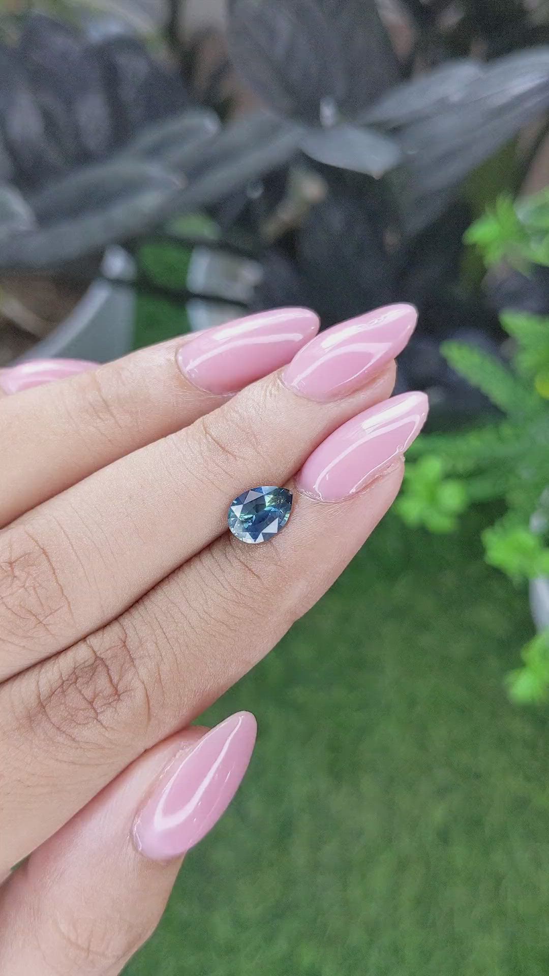 1.22 Ct. Greenish Blue Sapphire from Madagascar Size Video