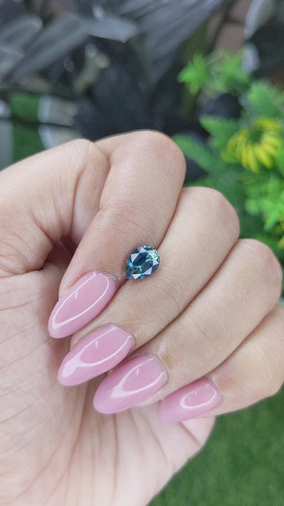 1.22 Ct. Greenish Blue Sapphire from Madagascar Size Video