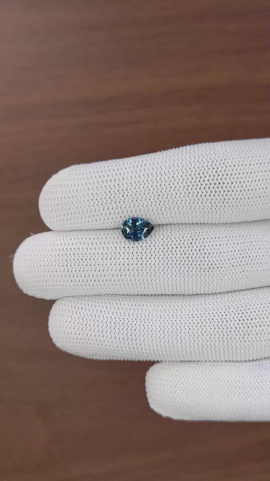1.22 Ct. Greenish Blue Sapphire from Madagascar Size Video