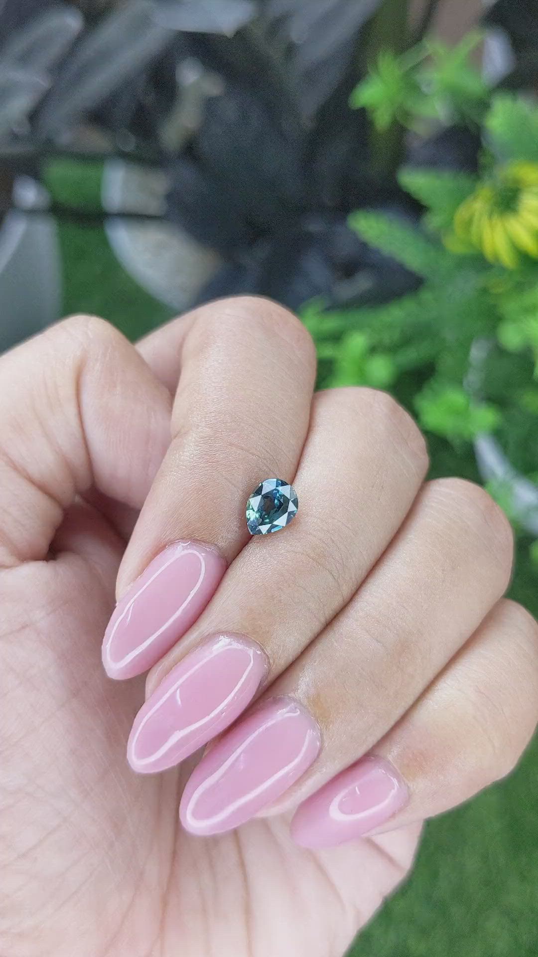 1.04 Ct. Greenish Blue Sapphire from Madagascar Size Video