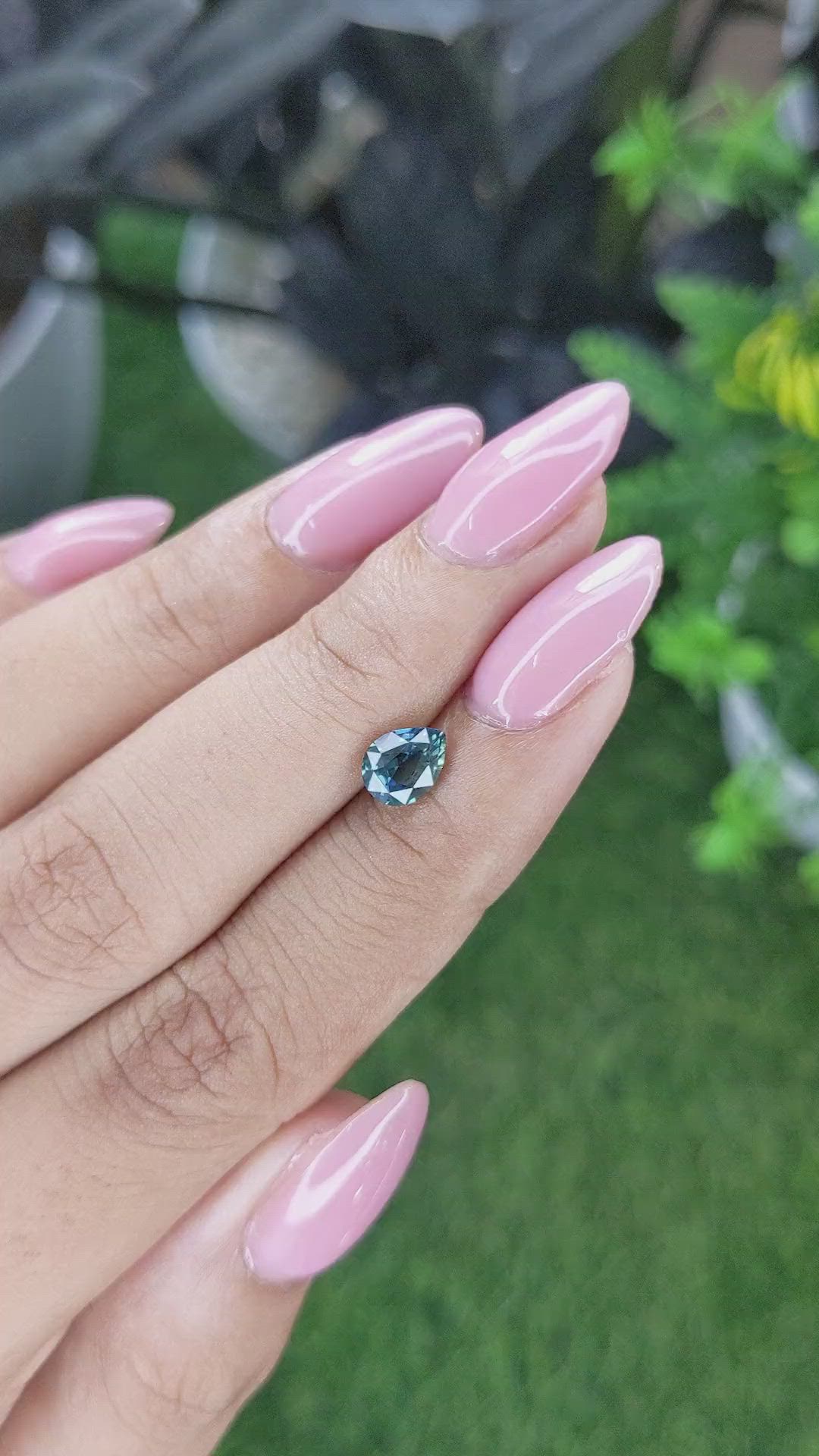 1.04 Ct. Greenish Blue Sapphire from Madagascar Size Video