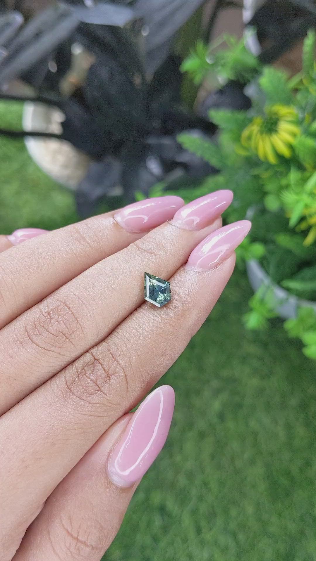 1.51 Ct. Bluish Green Sapphire from Madagascar Size Video