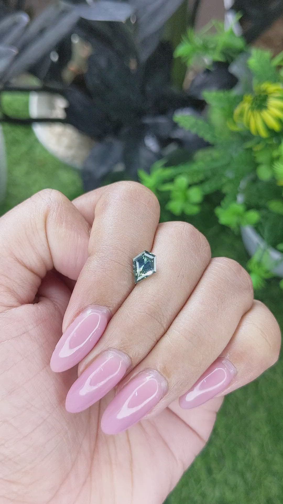 1.51 Ct. Bluish Green Sapphire from Madagascar Size Video
