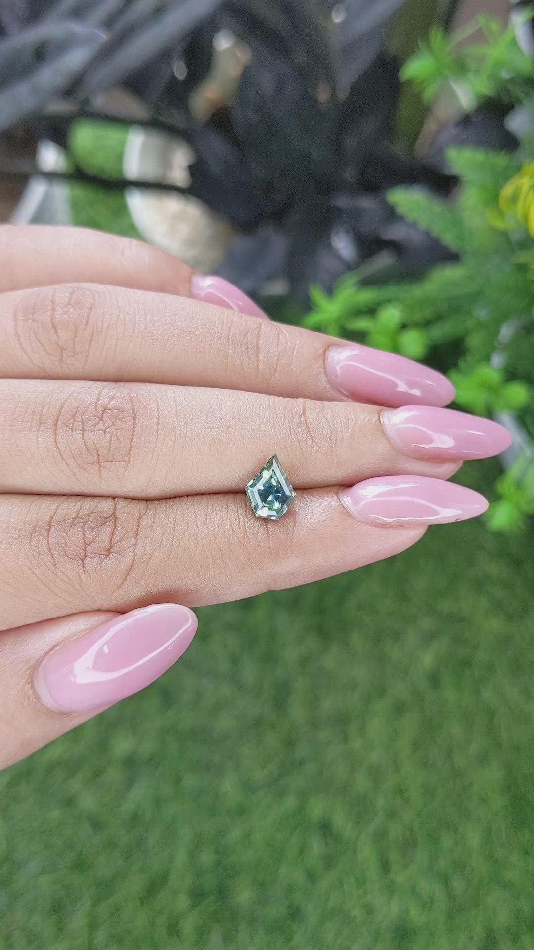 1.51 Ct. Bluish Green Sapphire from Madagascar Size Video