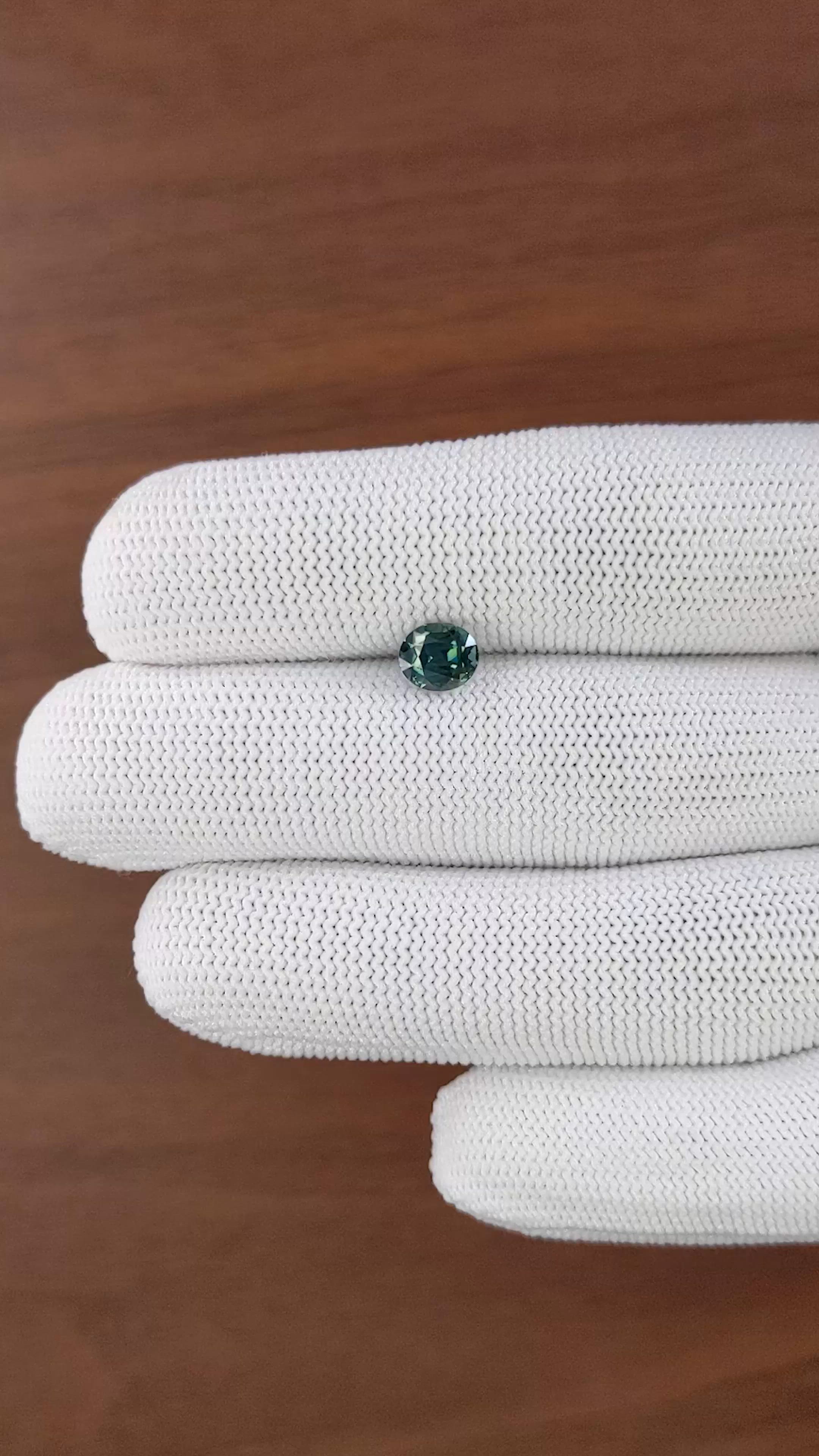 1.53 Ct. Bluish Green Sapphire from Madagascar Size Video