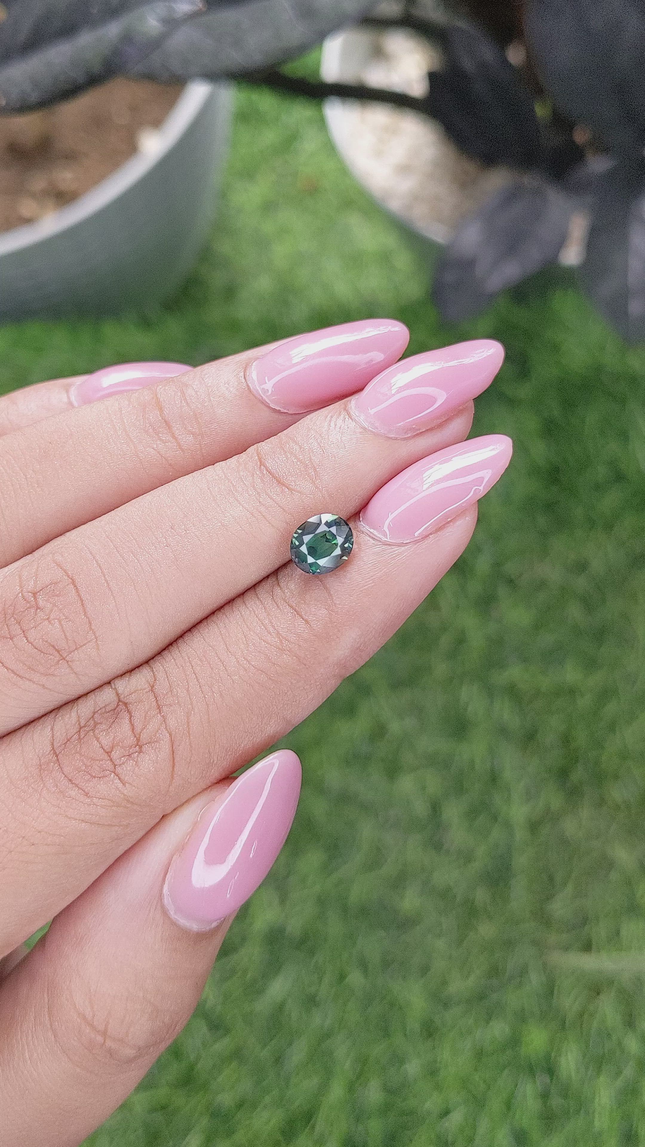 1.53 Ct. Bluish Green Sapphire from Madagascar Size Video