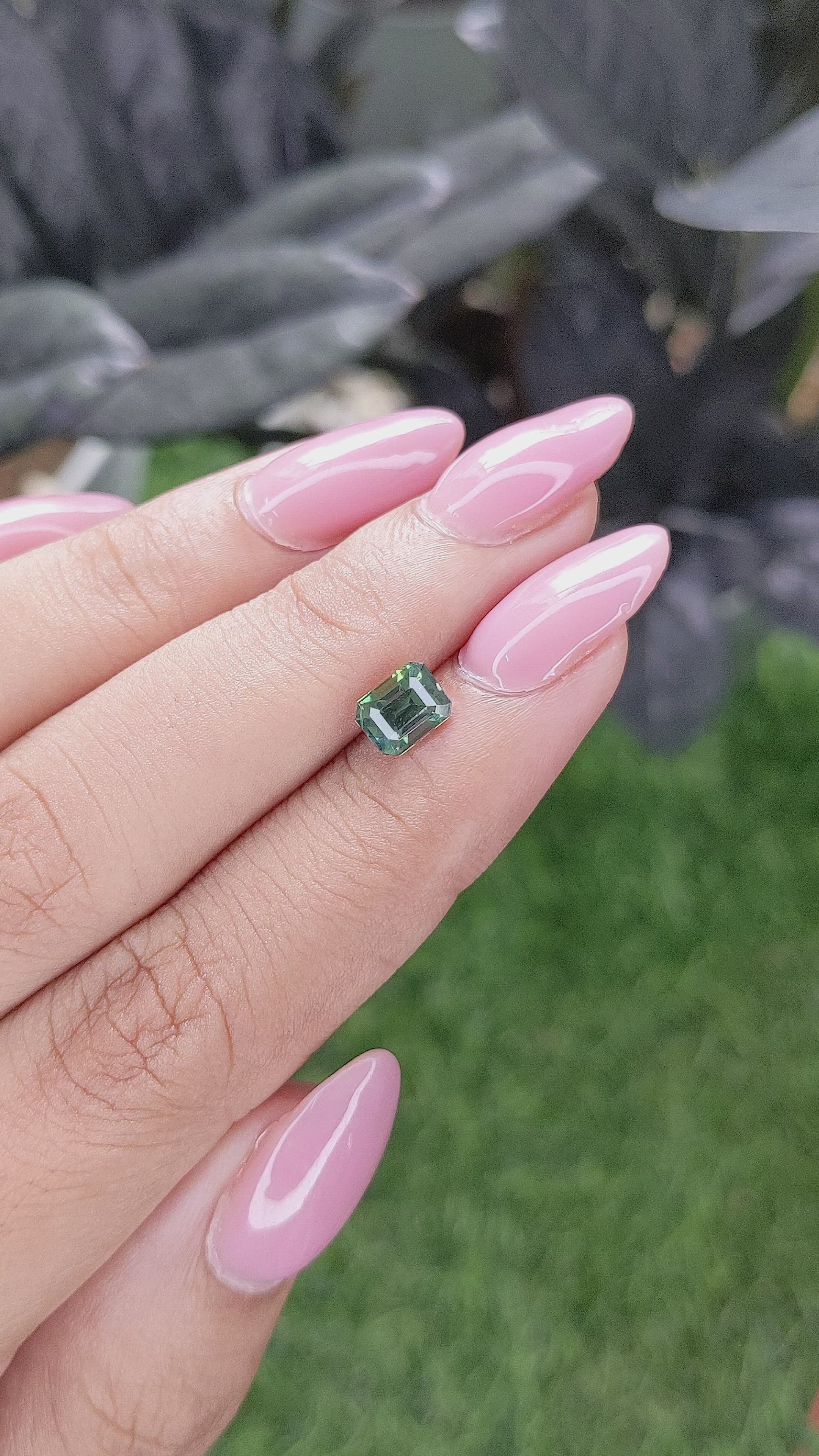 1.18 Ct. Bluish Green Sapphire from Madagascar Size Video