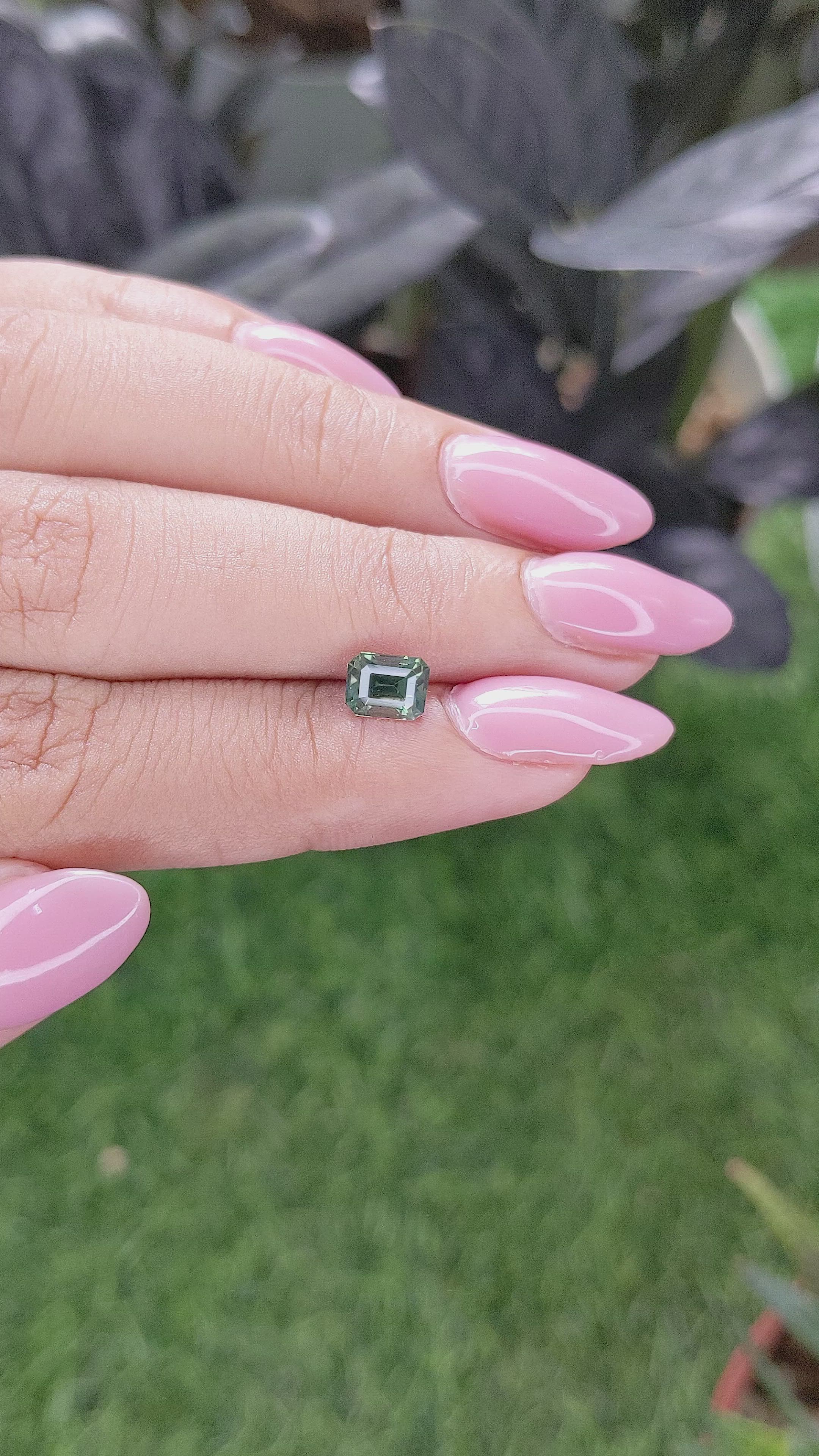 1.18 Ct. Bluish Green Sapphire from Madagascar Size Video