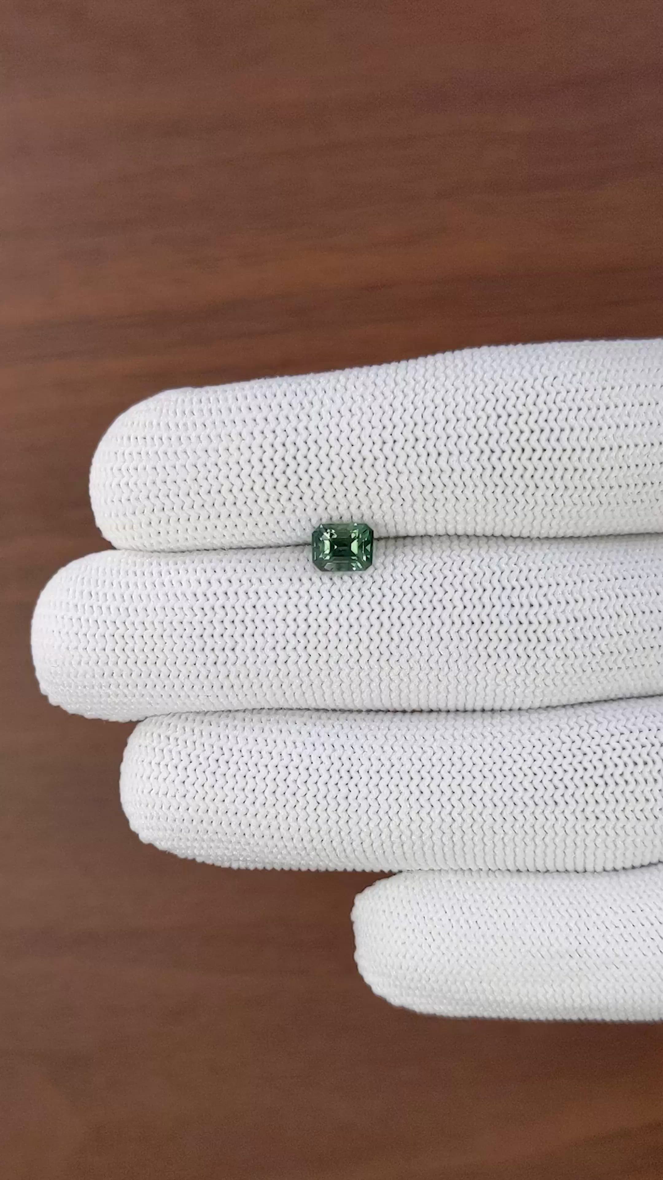 1.18 Ct. Bluish Green Sapphire from Madagascar Size Video
