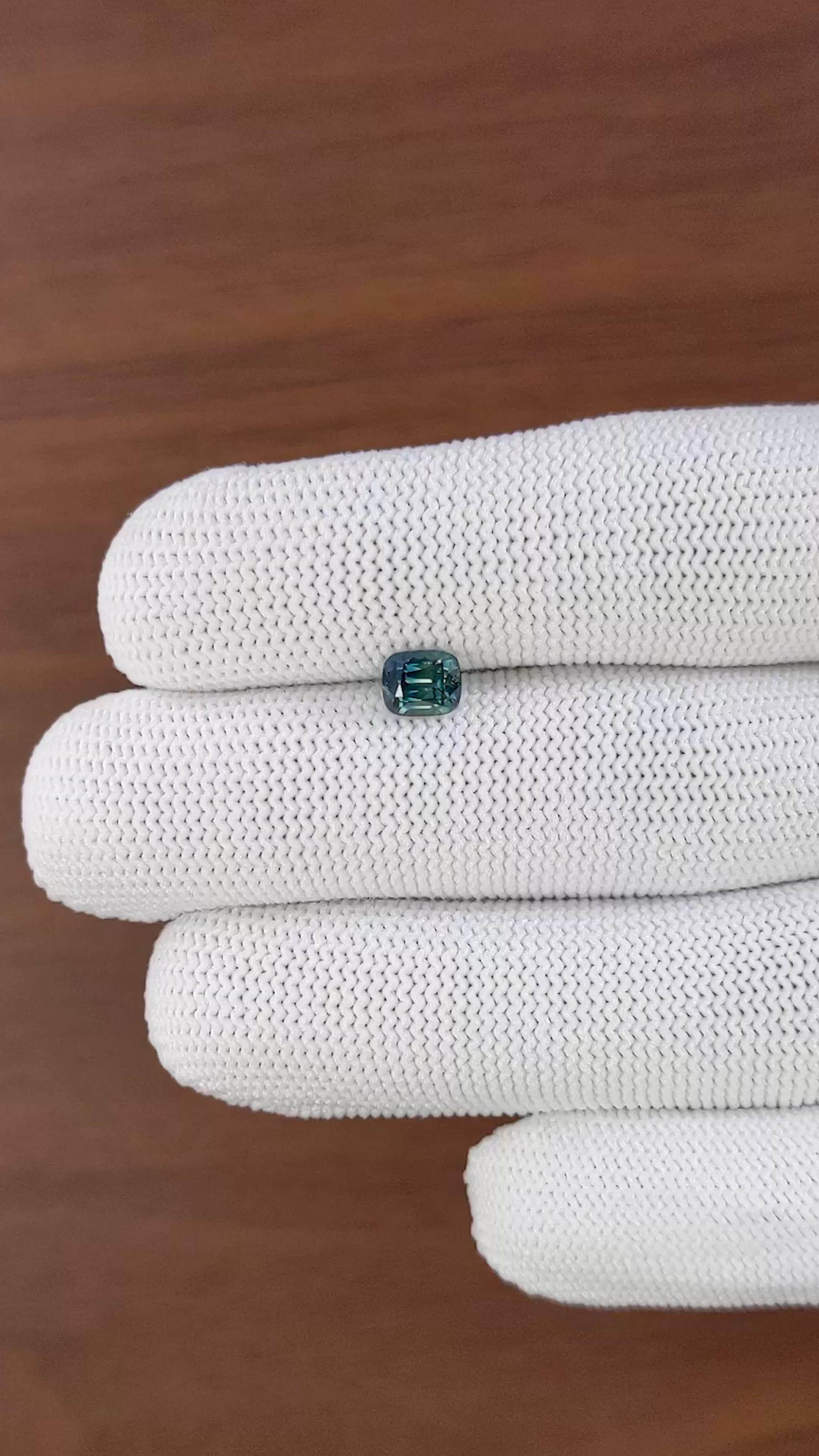 1.08 Ct. Bluish Green Sapphire from Madagascar Size Video