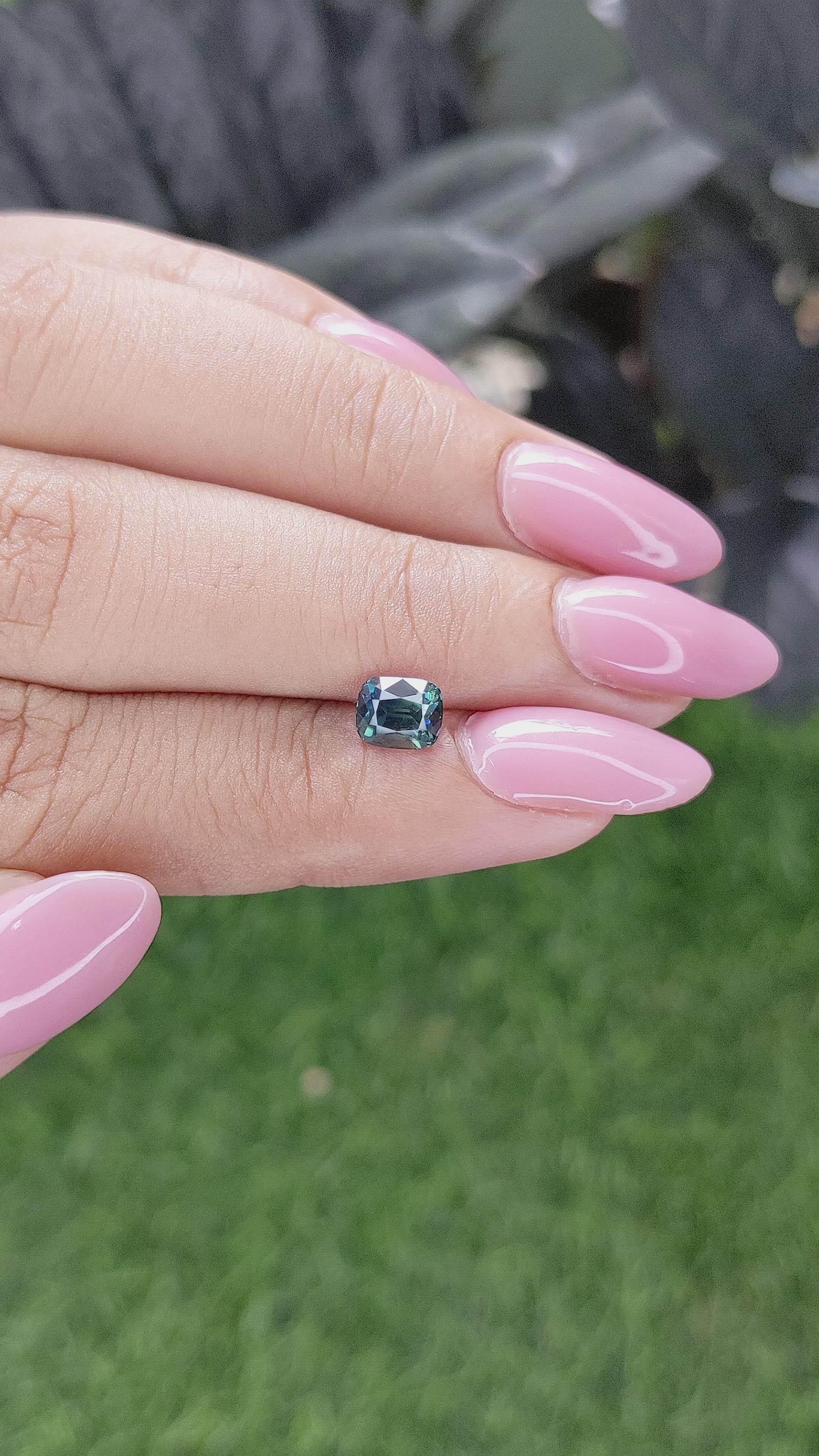 1.08 Ct. Bluish Green Sapphire from Madagascar Size Video