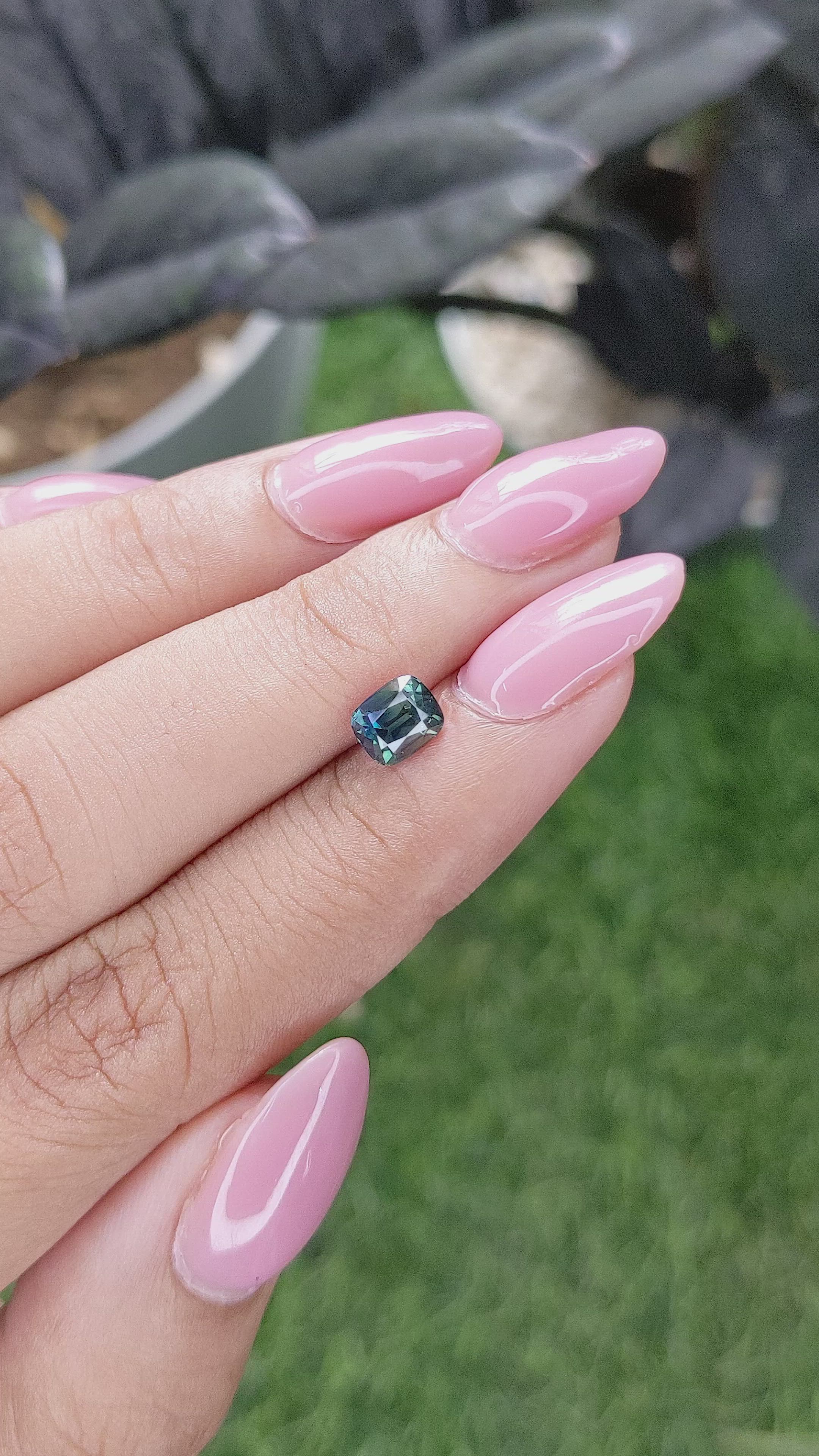 1.08 Ct. Bluish Green Sapphire from Madagascar Size Video