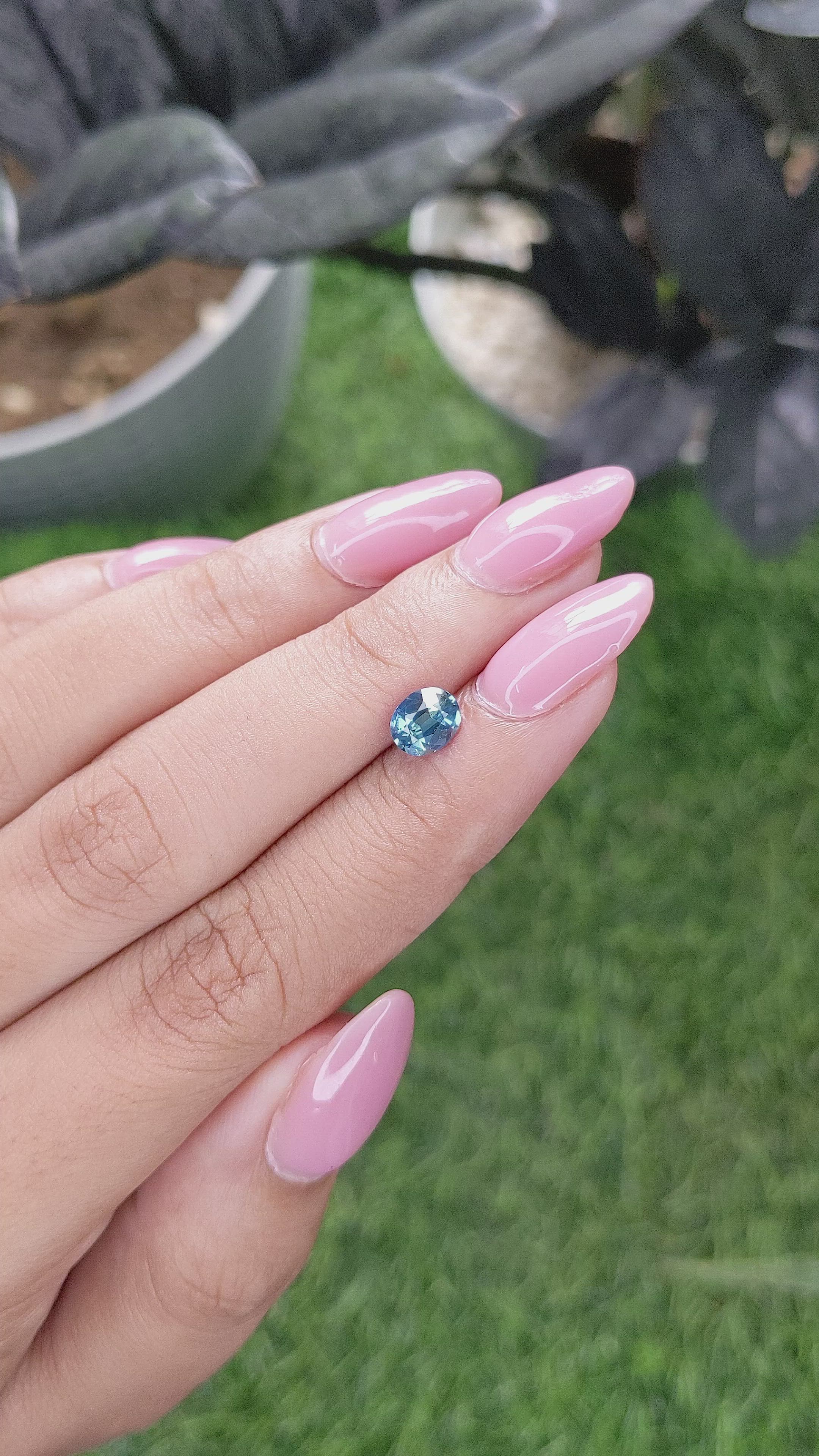1.00 Ct. Greenish Blue Sapphire from Madagascar Size Video
