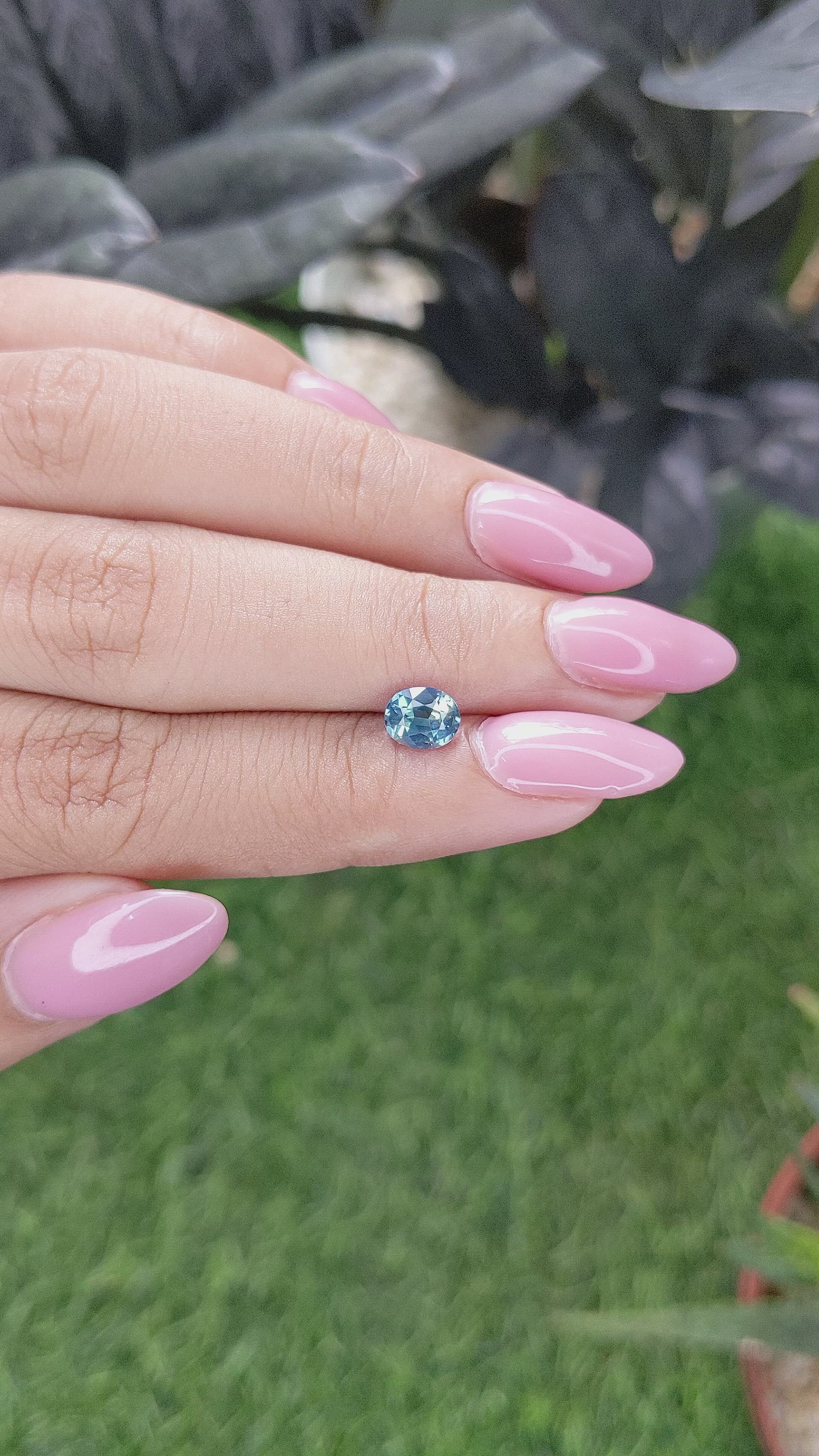 1.00 Ct. Greenish Blue Sapphire from Madagascar Size Video