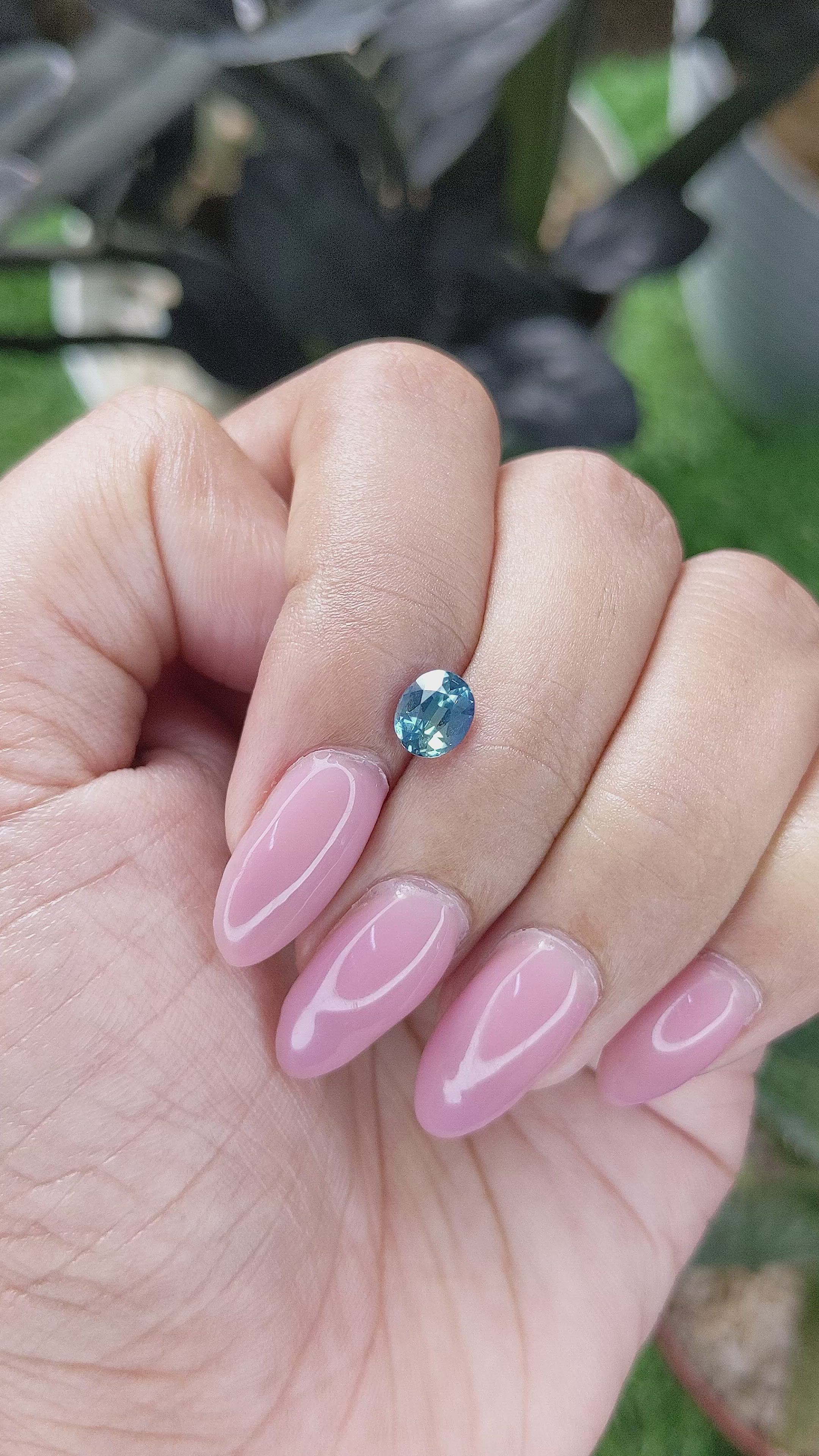 1.00 Ct. Greenish Blue Sapphire from Madagascar Size Video