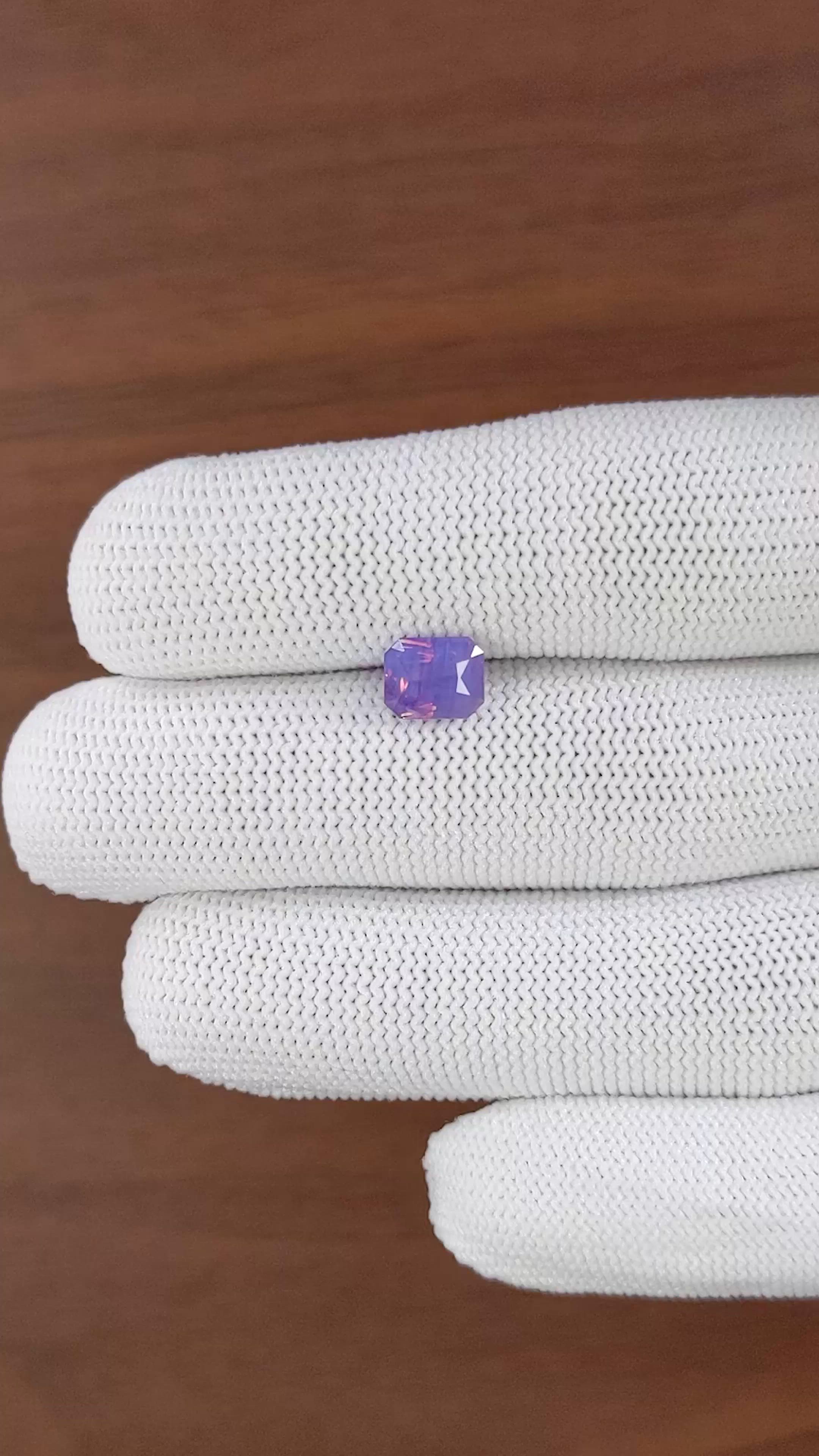 1.69 Ct. Pinkish Purple Sapphire from Madagascar Size Video