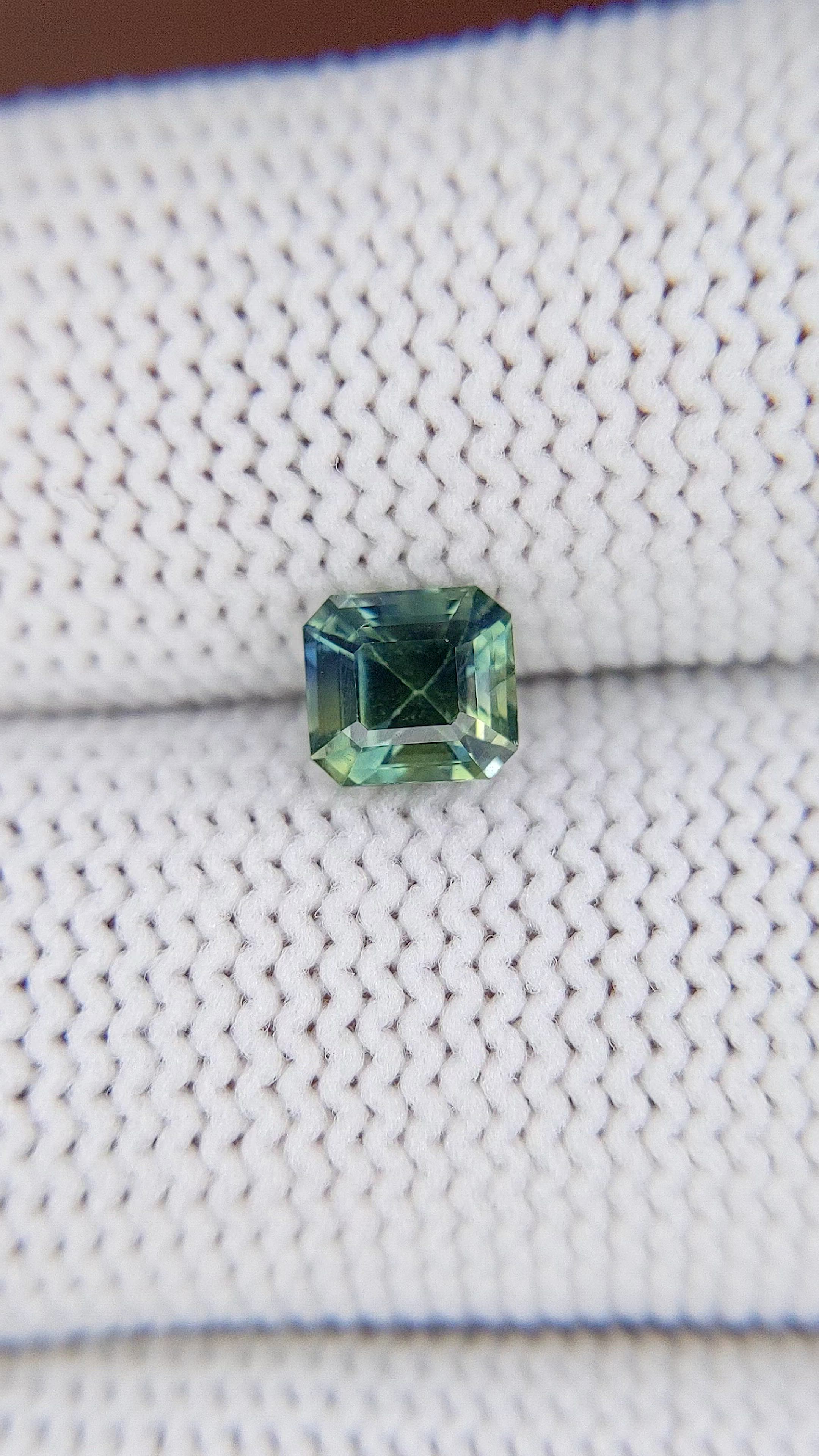 1.01 Ct. Bluish Green Sapphire from Madagascar Size Video