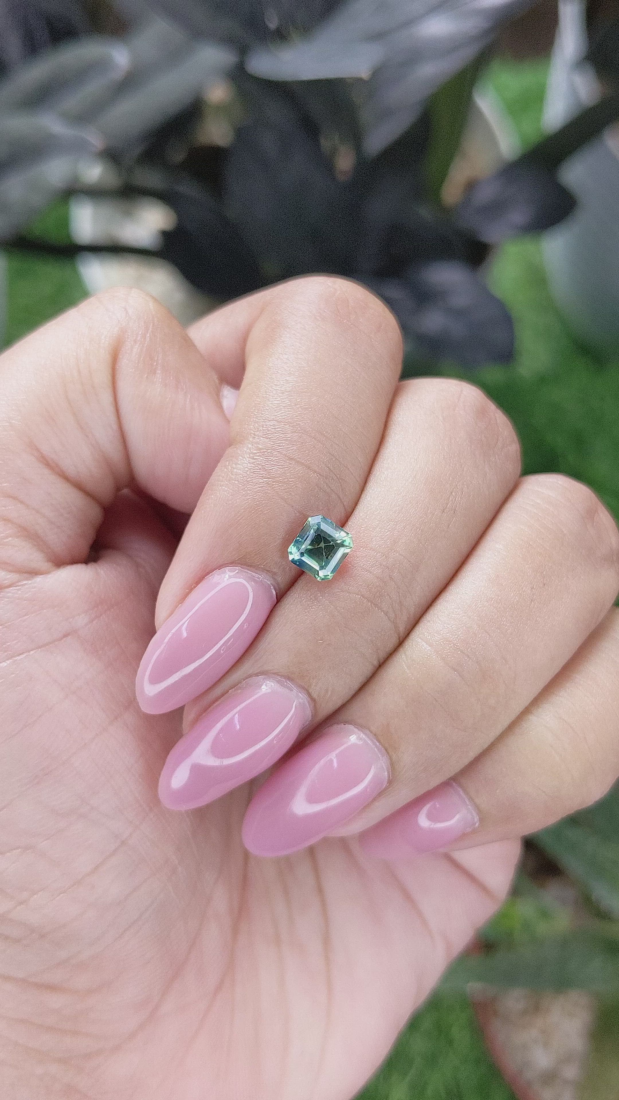 1.01 Ct. Bluish Green Sapphire from Madagascar Size Video