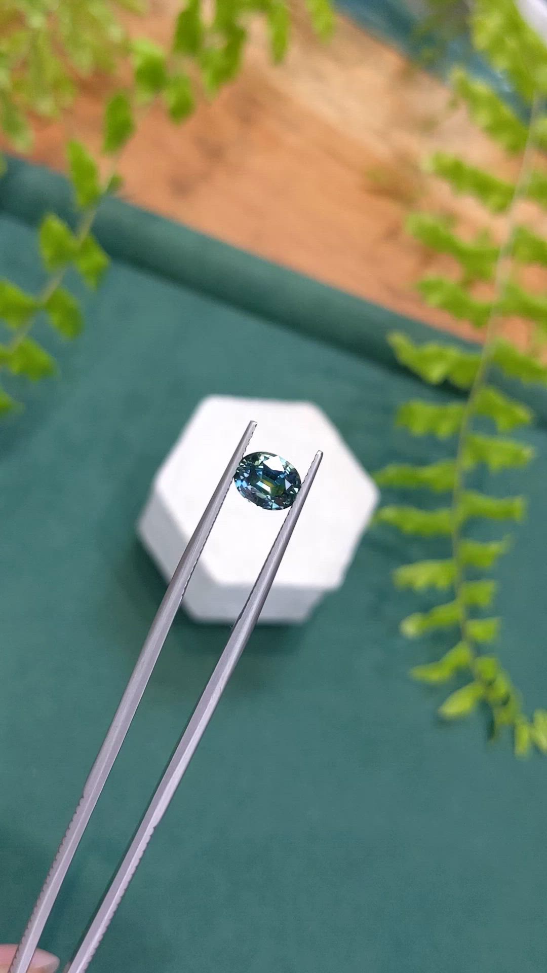 1.42 Ct. Bluish Green Sapphire from Montana Size Video