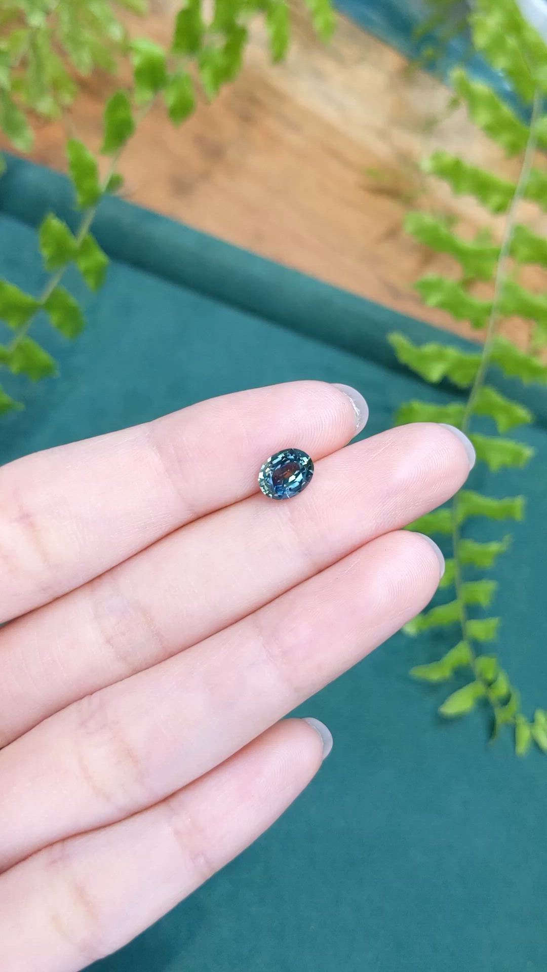 1.42 Ct. Bluish Green Sapphire from Montana Size Video