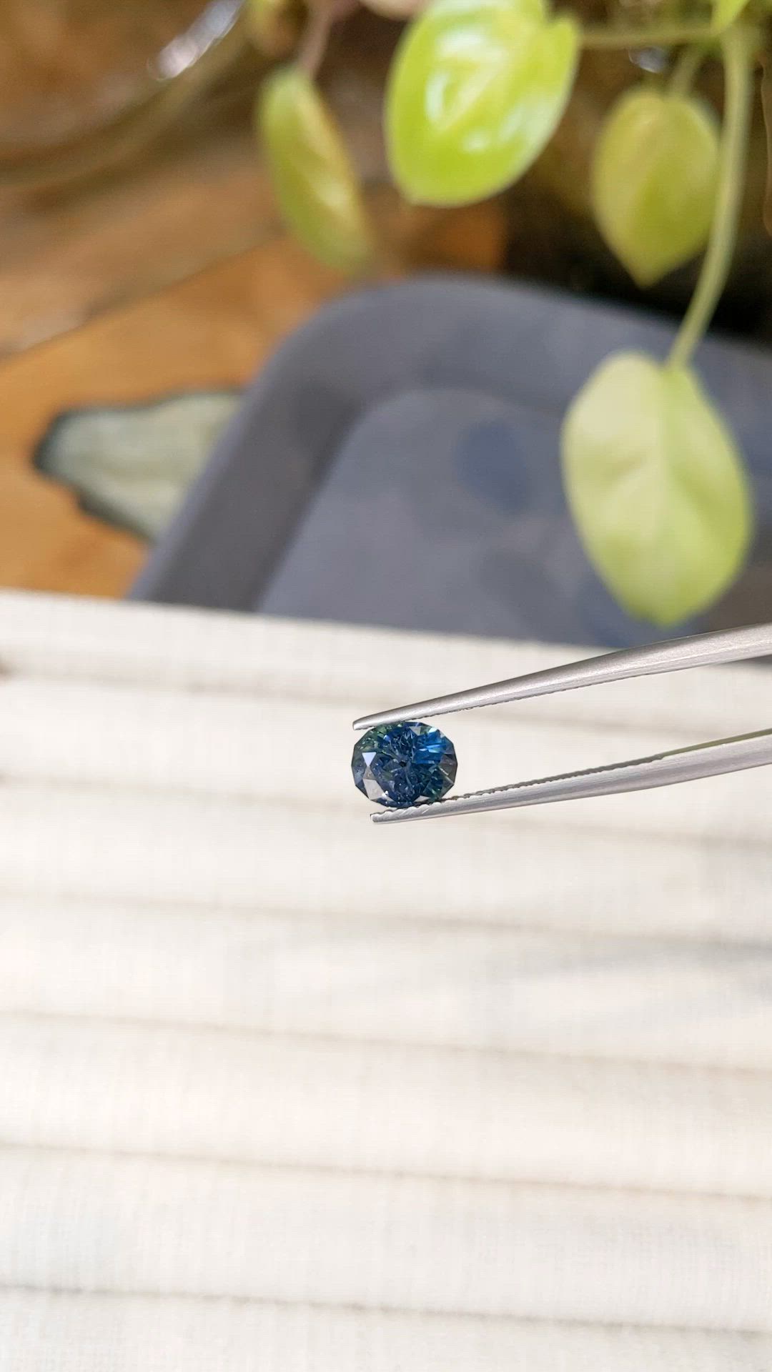 1.46 Ct. Greenish Blue Sapphire from Montana Size Video