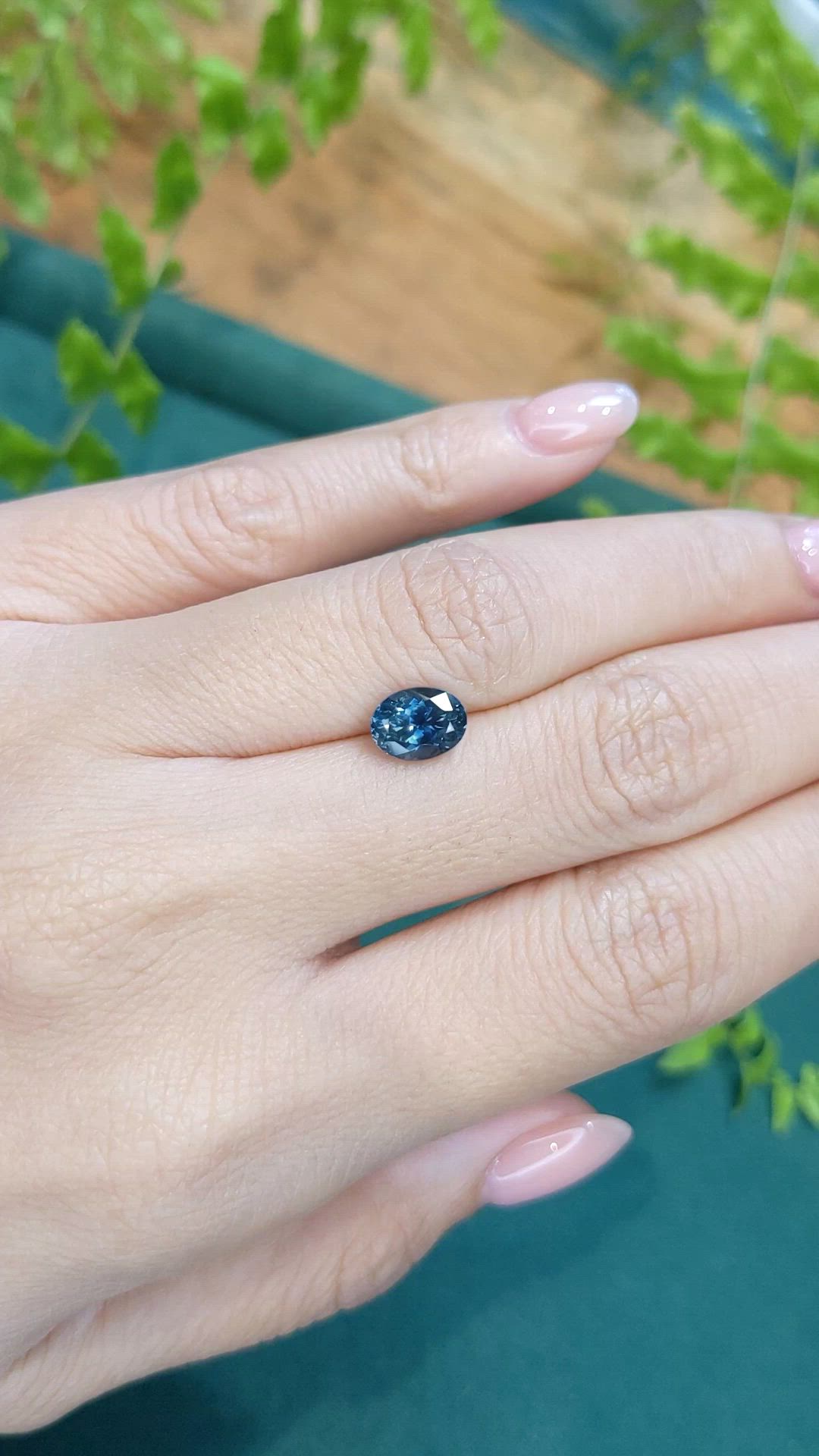 1.72 Ct. Greenish Blue Sapphire from Montana Size Video