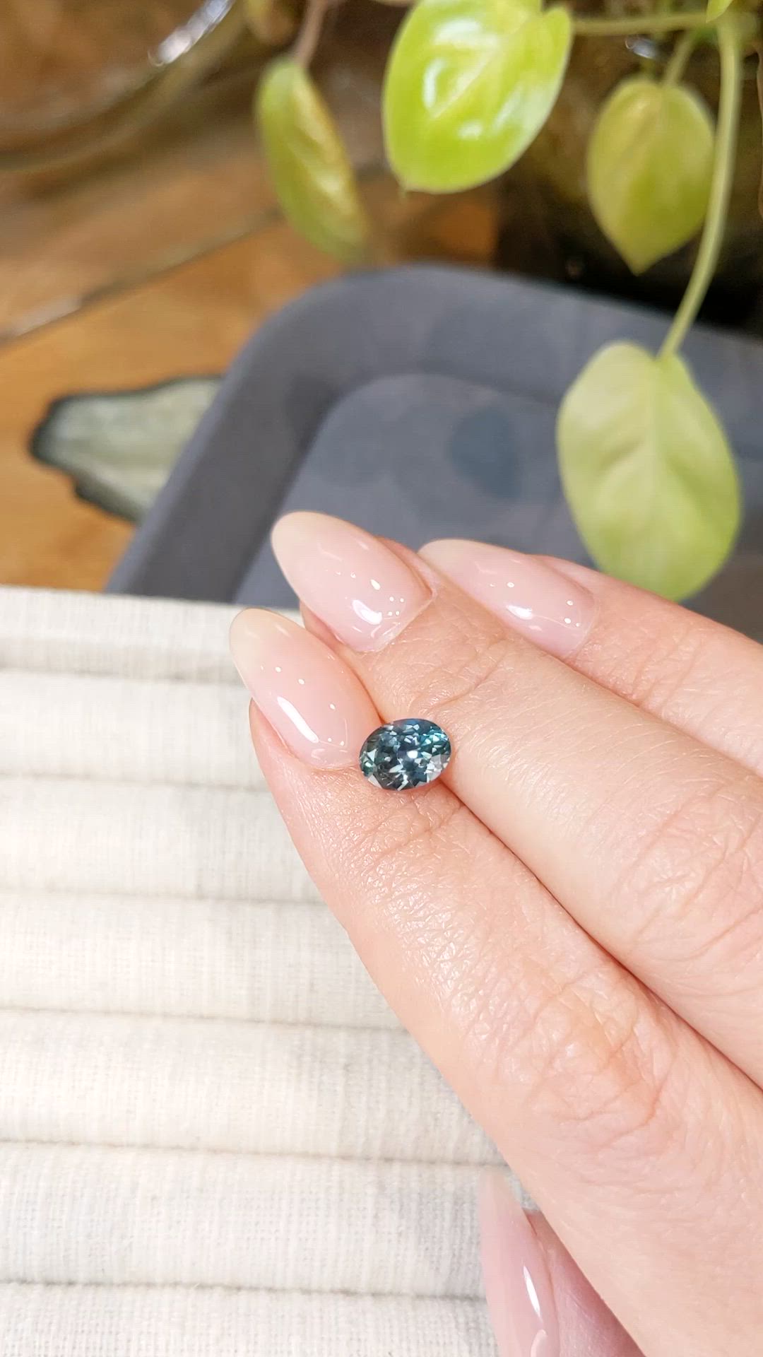 1.54 Ct. Bluish Green Sapphire from Montana Size Video
