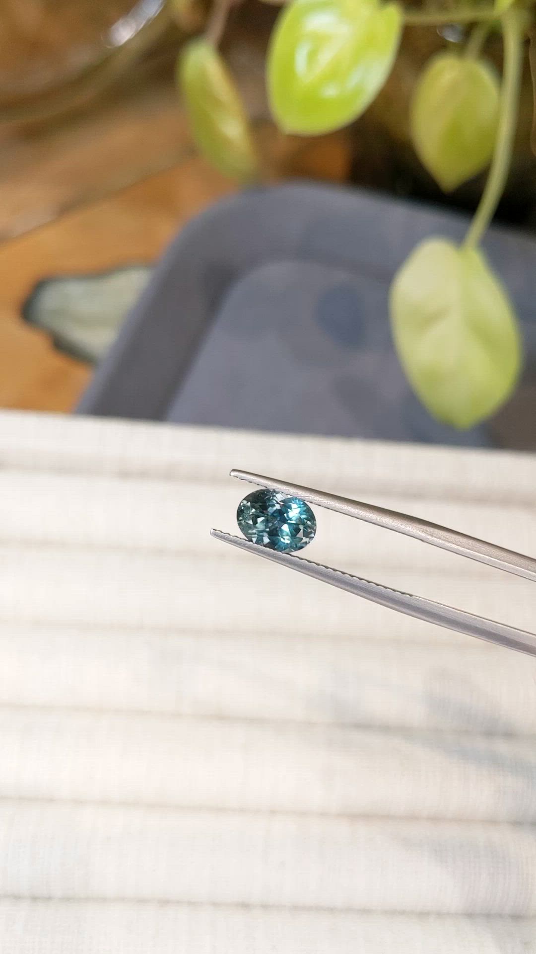 1.54 Ct. Bluish Green Sapphire from Montana Size Video