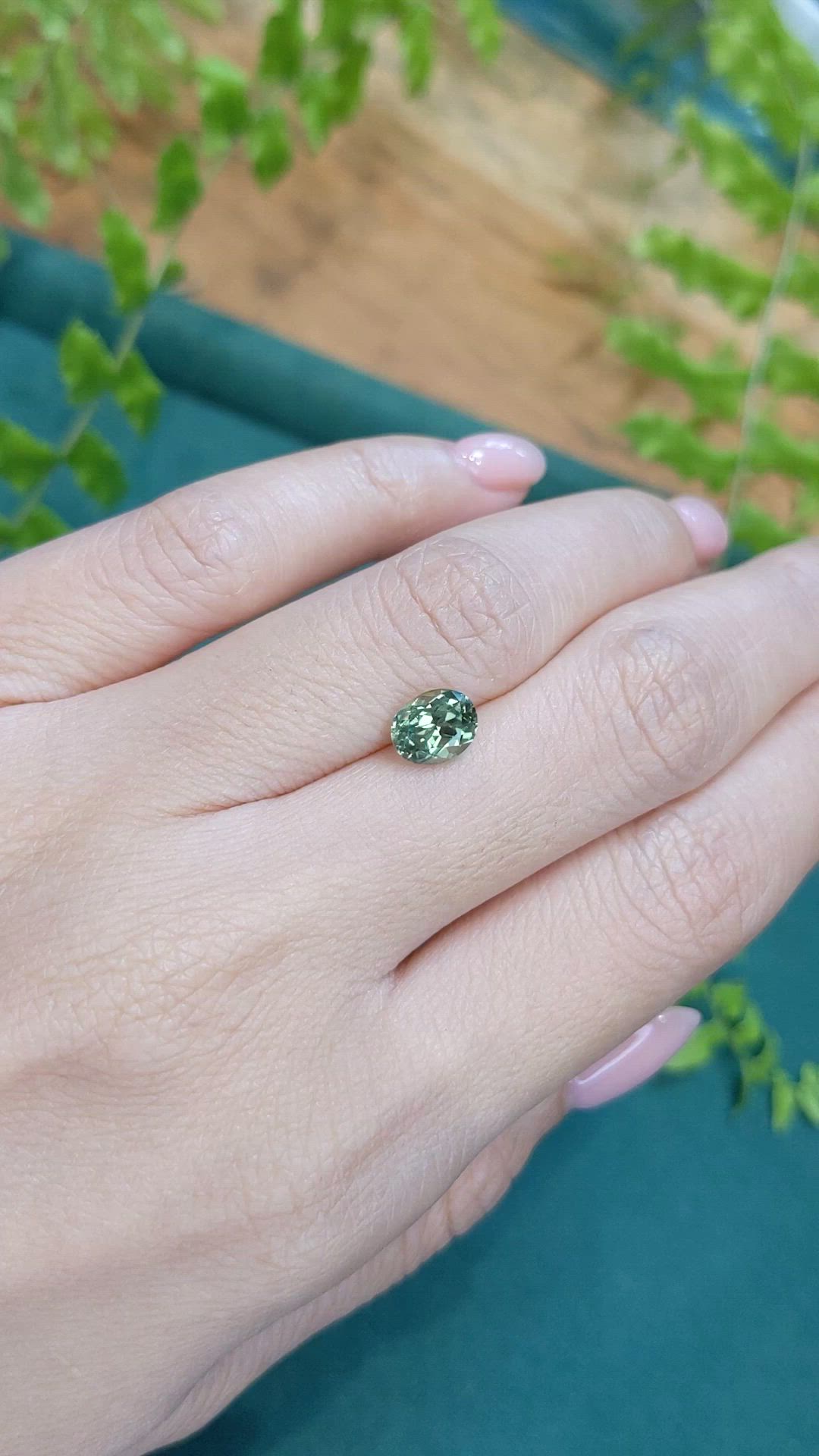 1.55 Ct. Green Sapphire from Montana Size Video