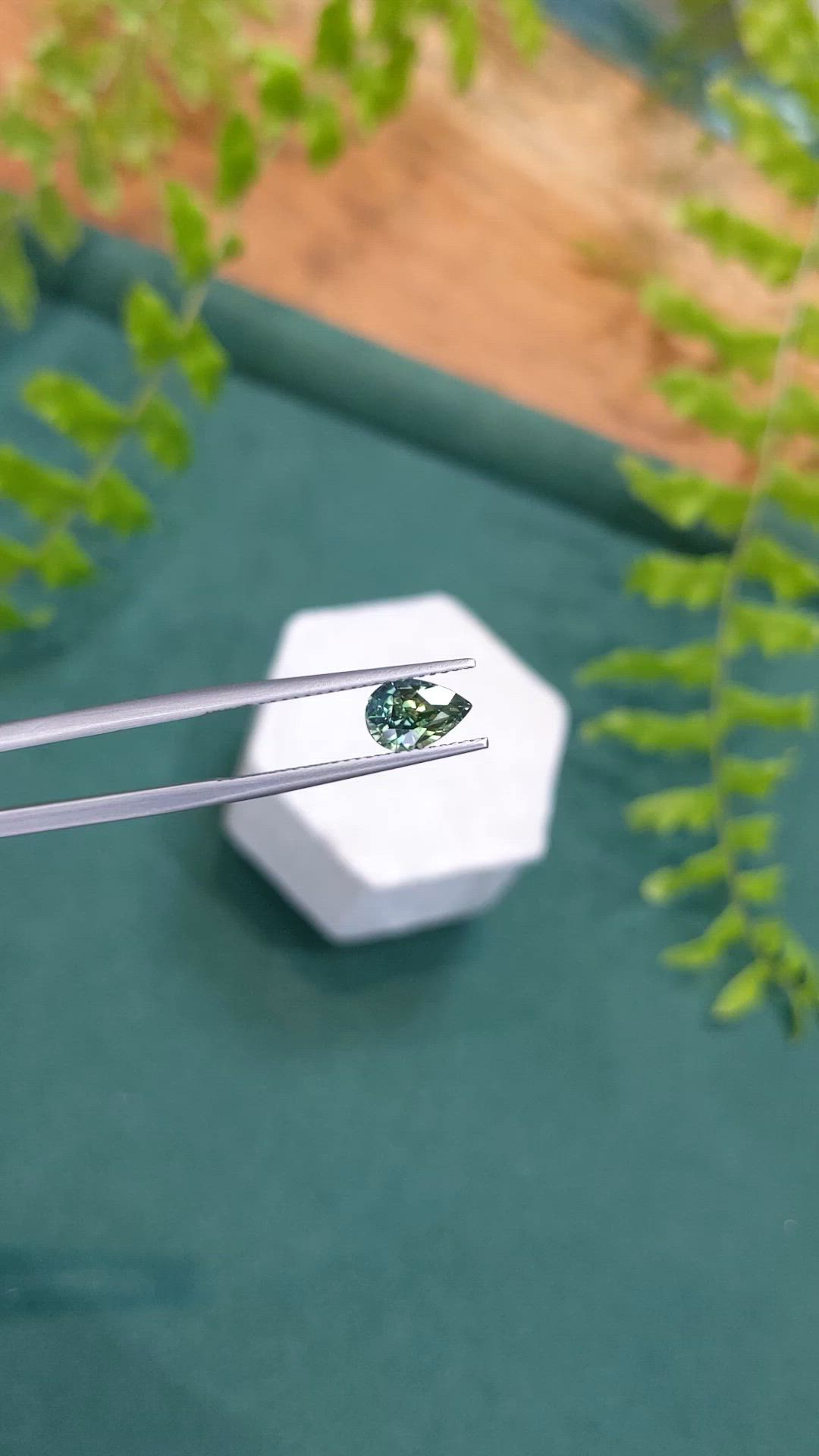 1.51 Ct. Bluish Green Sapphire from Ceylon (Sri Lanka) Size Video