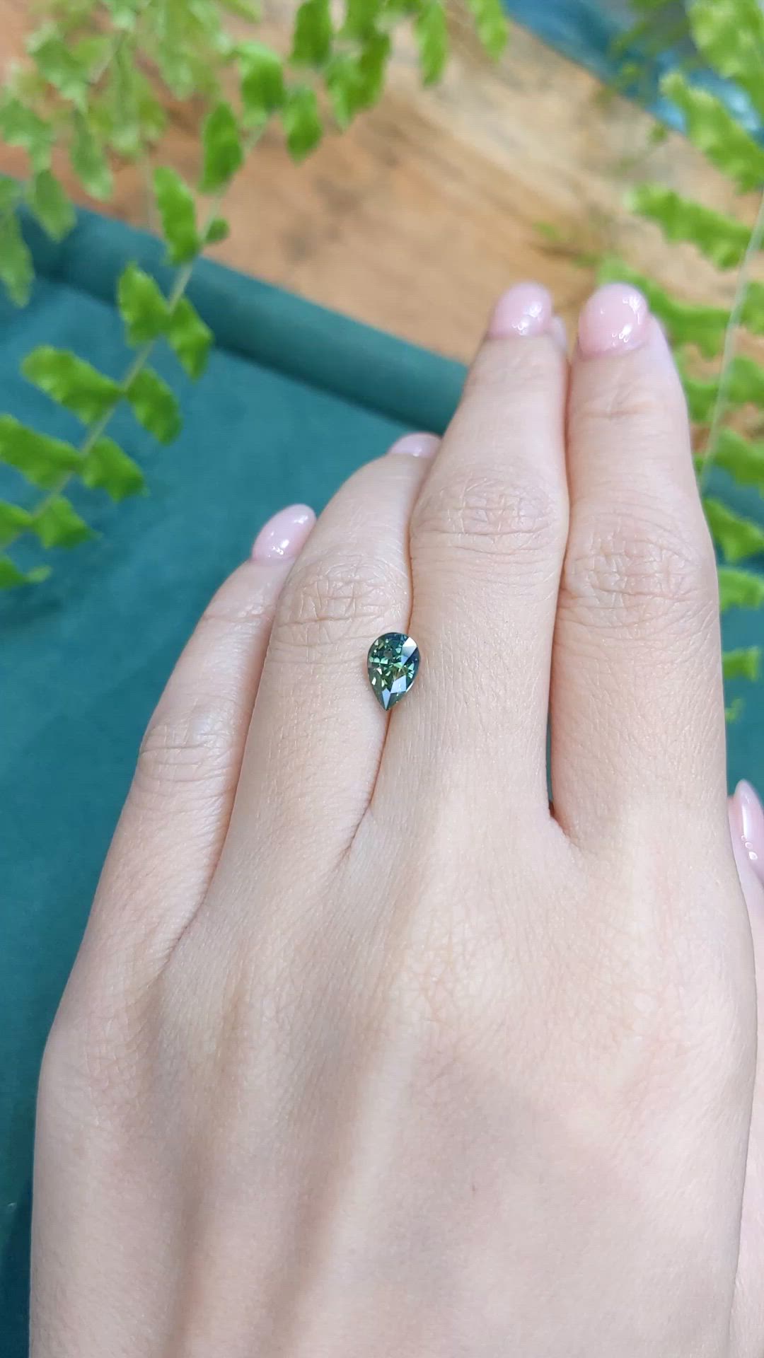 1.51 Ct. Bluish Green Sapphire from Ceylon (Sri Lanka) Size Video