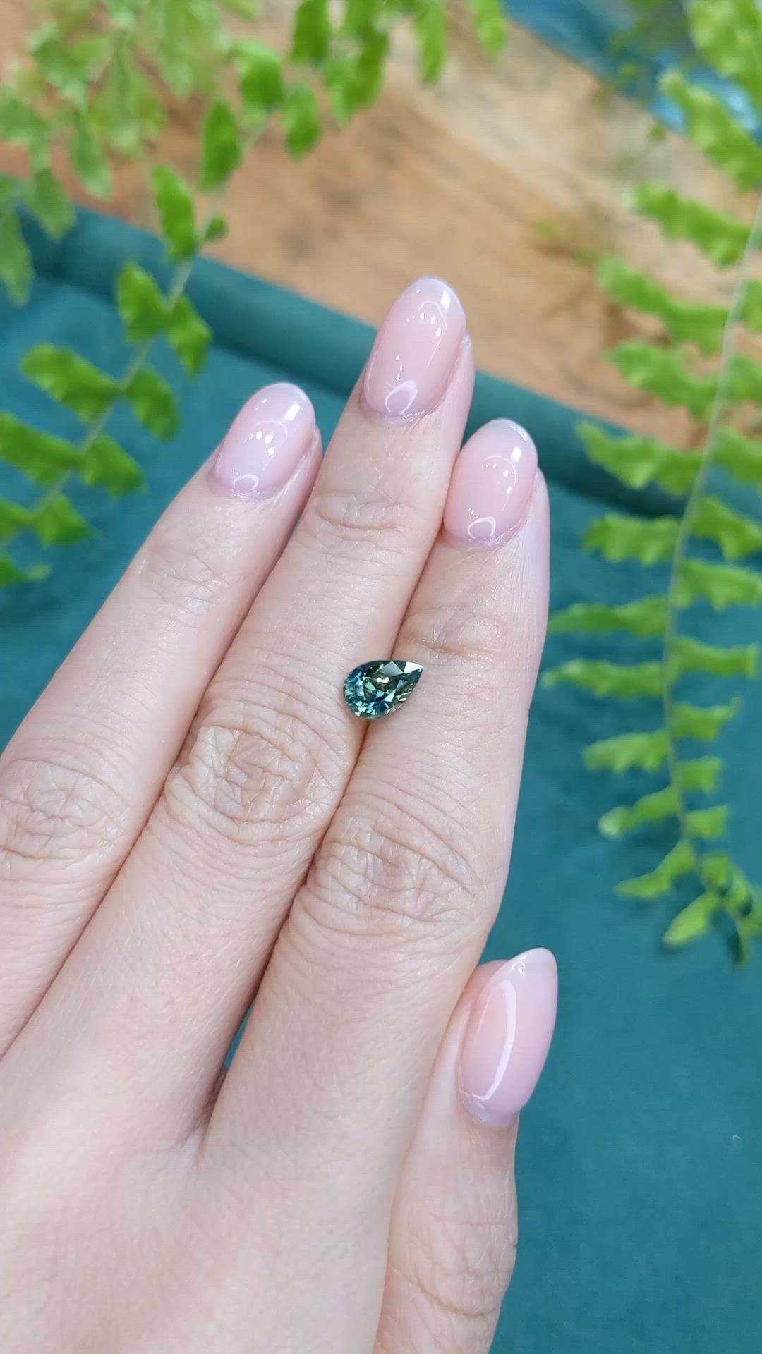 1.51 Ct. Bluish Green Sapphire from Ceylon (Sri Lanka) Size Video