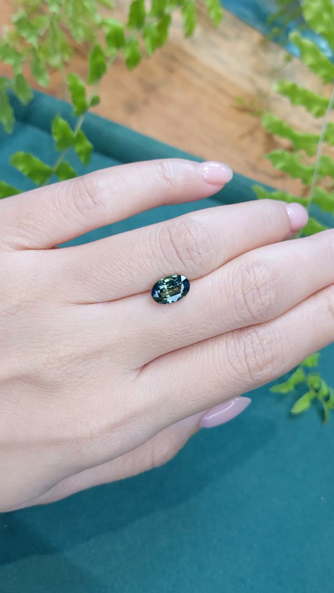 2.07 Ct. Bluish Green Sapphire from Ceylon (Sri Lanka) Size Video