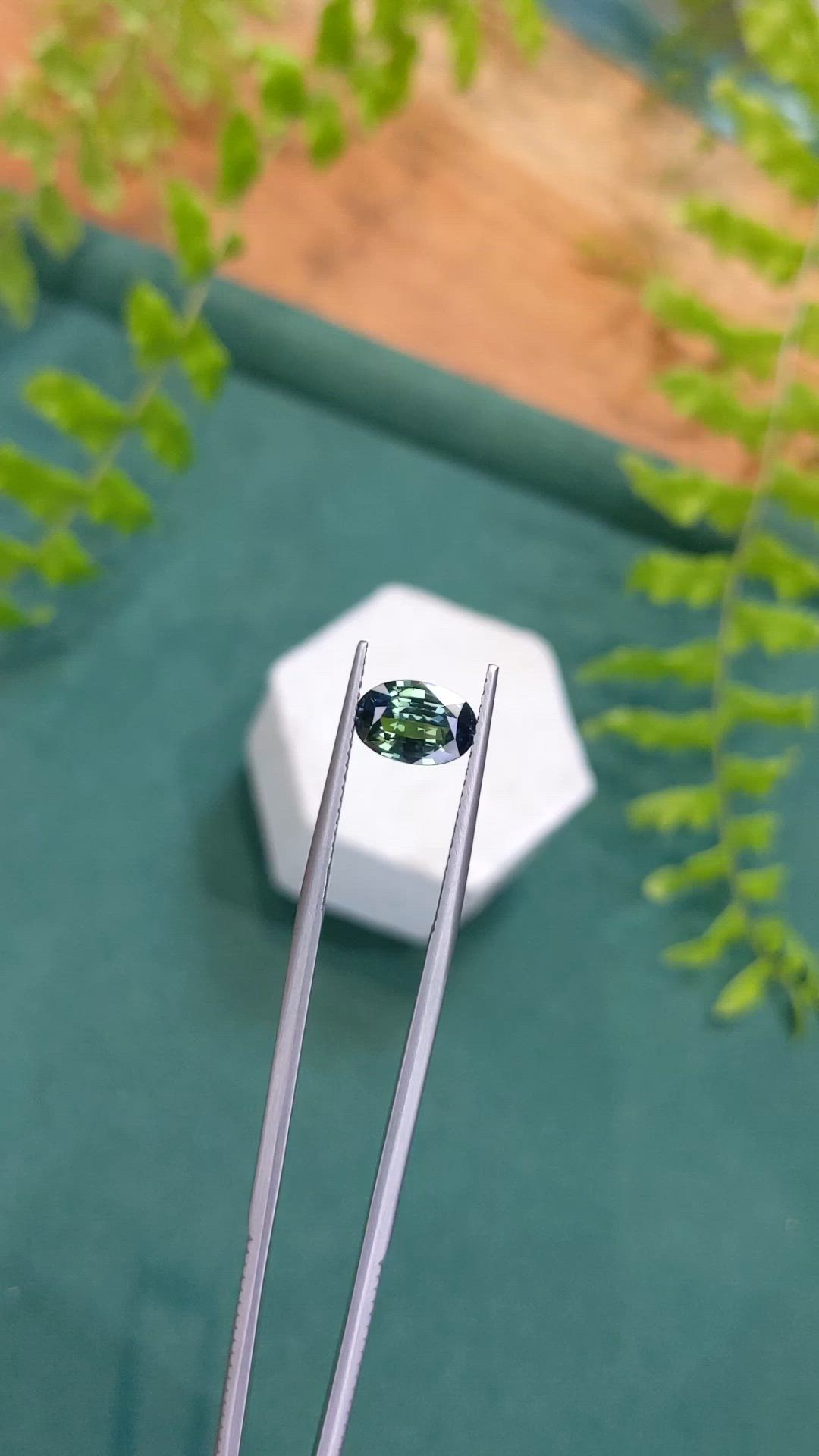 2.07 Ct. Bluish Green Sapphire from Ceylon (Sri Lanka) Size Video