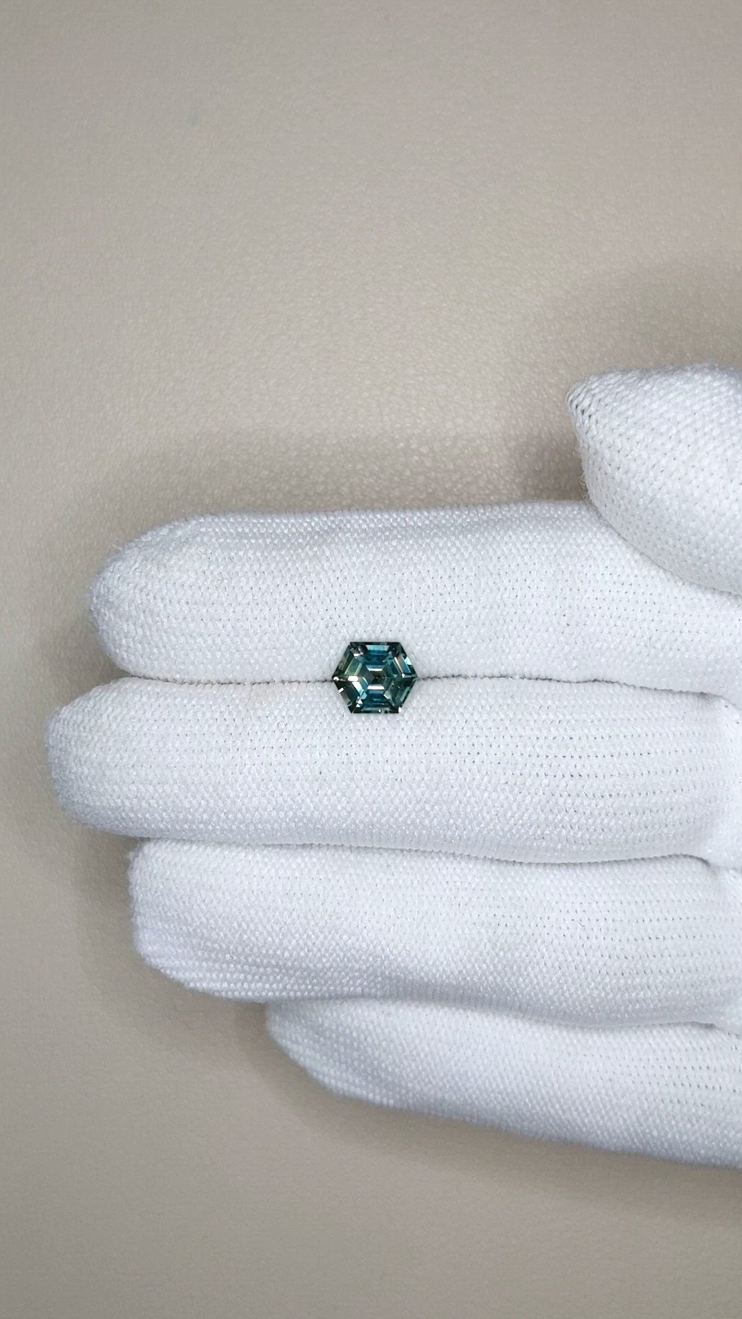 1.69 Ct. Bluish Green Sapphire from Ceylon (Sri Lanka) Size Video