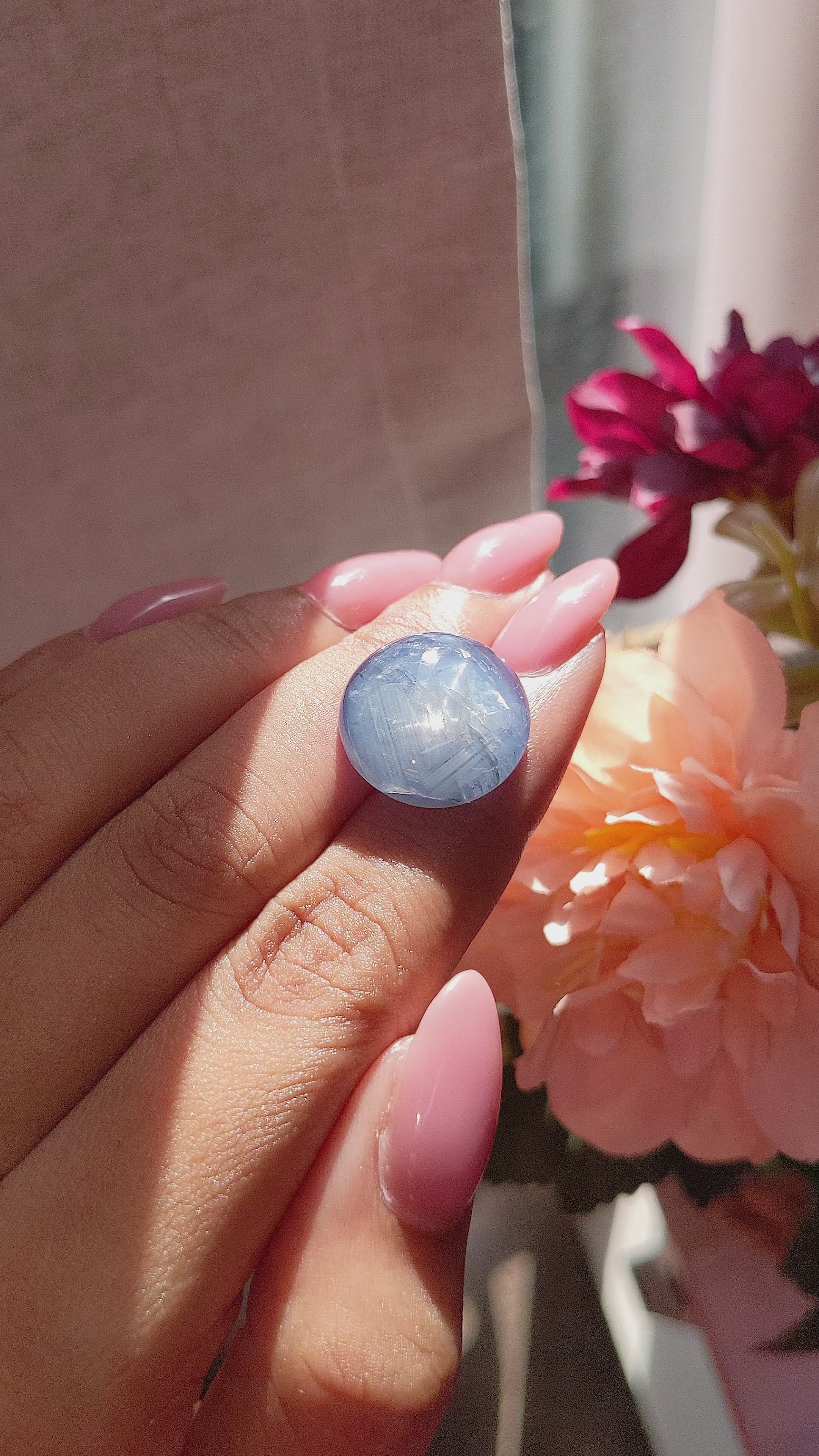 21.28 Ct. Blue Star Sapphire from Ceylon (Sri Lanka) Size Video