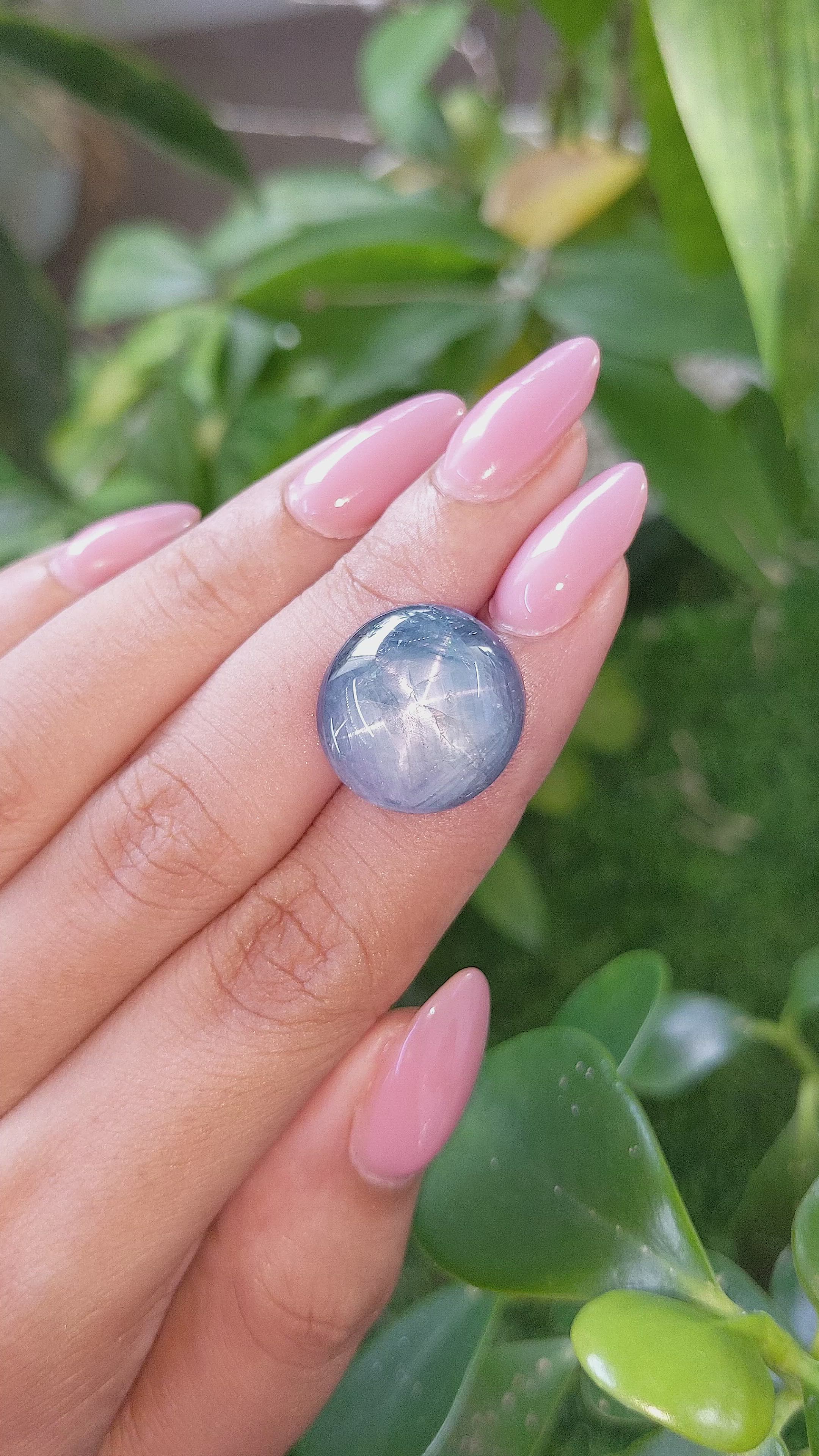21.28 Ct. Blue Star Sapphire from Ceylon (Sri Lanka) Size Video