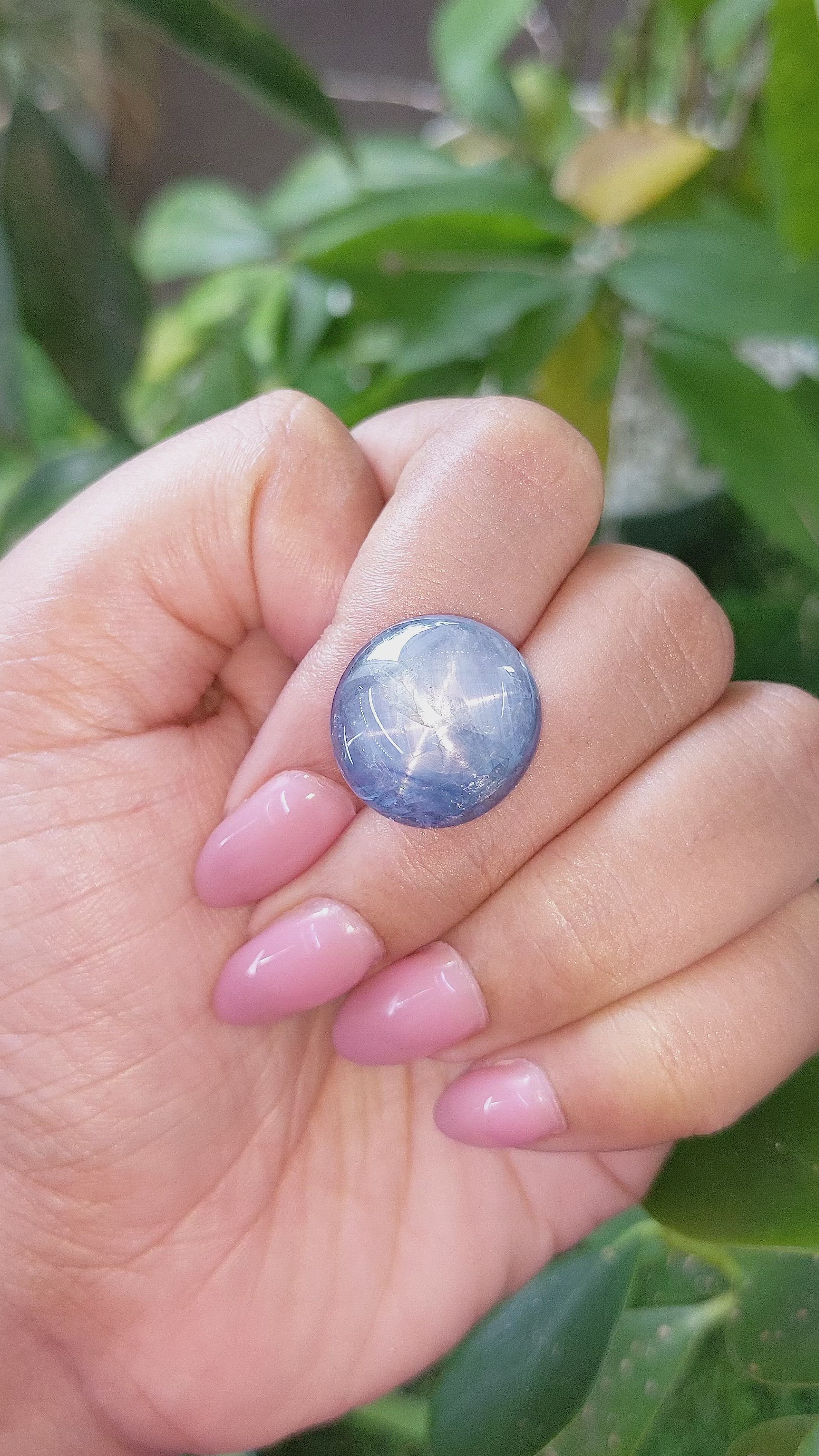 21.28 Ct. Blue Star Sapphire from Ceylon (Sri Lanka) Size Video