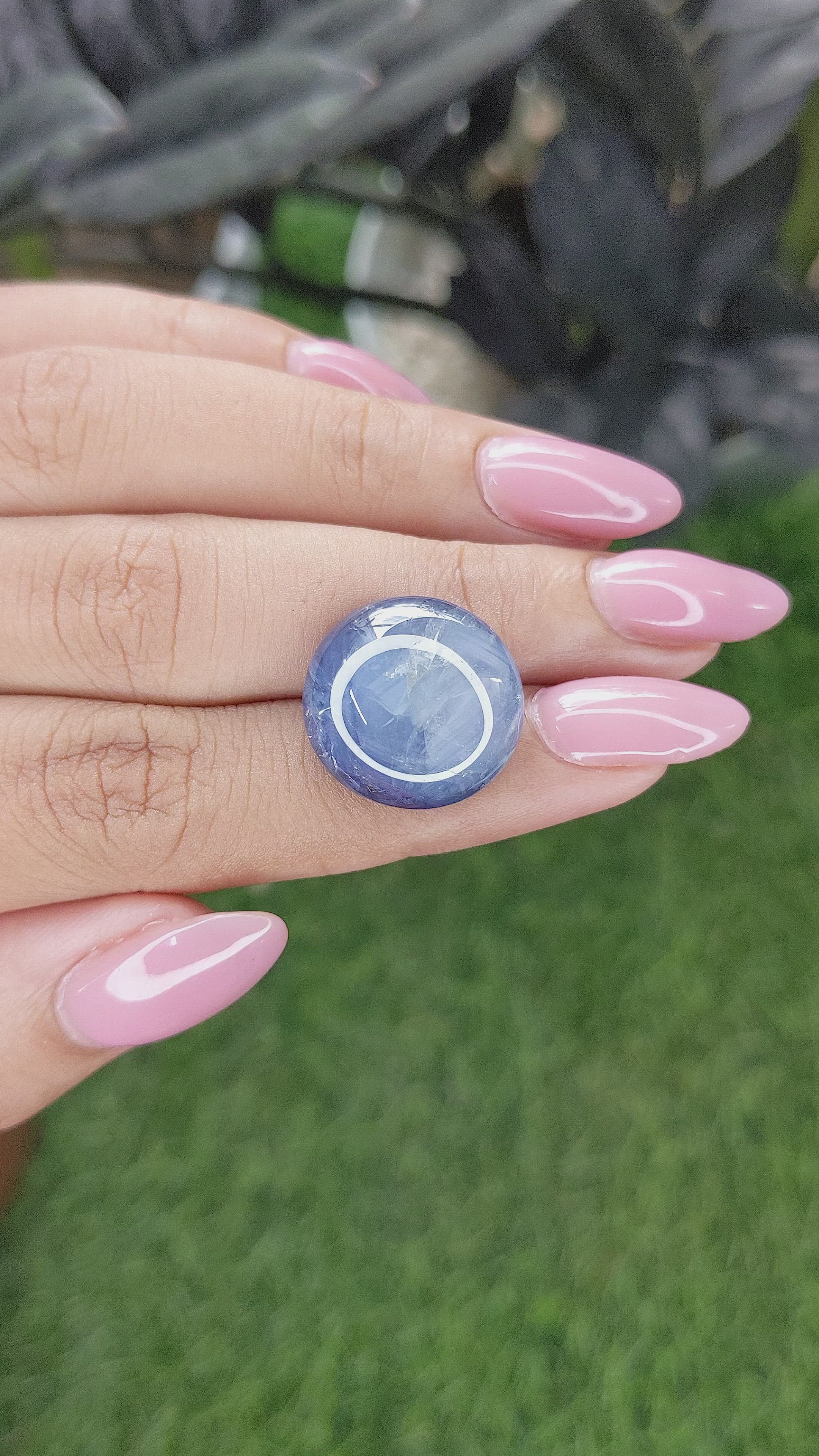 21.28 Ct. Blue Star Sapphire from Ceylon (Sri Lanka) Size Video