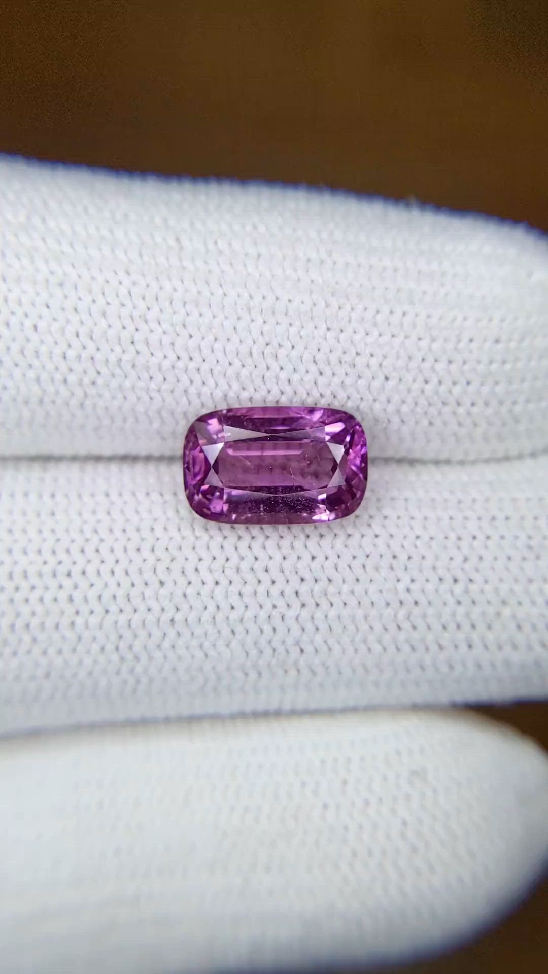 3.03 Ct. Pinkish Purple Sapphire from Ceylon (Sri Lanka) Size Video