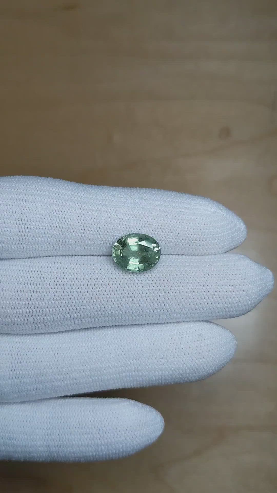 4.14 Ct. Bluish Green Sapphire from Madagascar Size Video