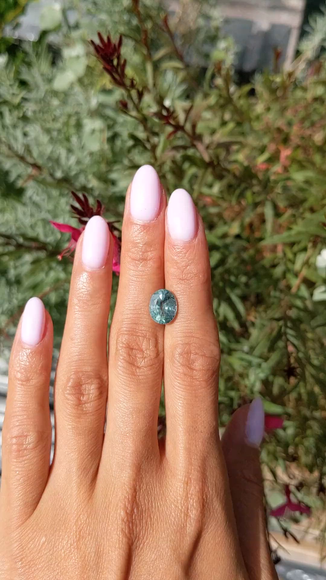 4.14 Ct. Bluish Green Sapphire from Madagascar Size Video