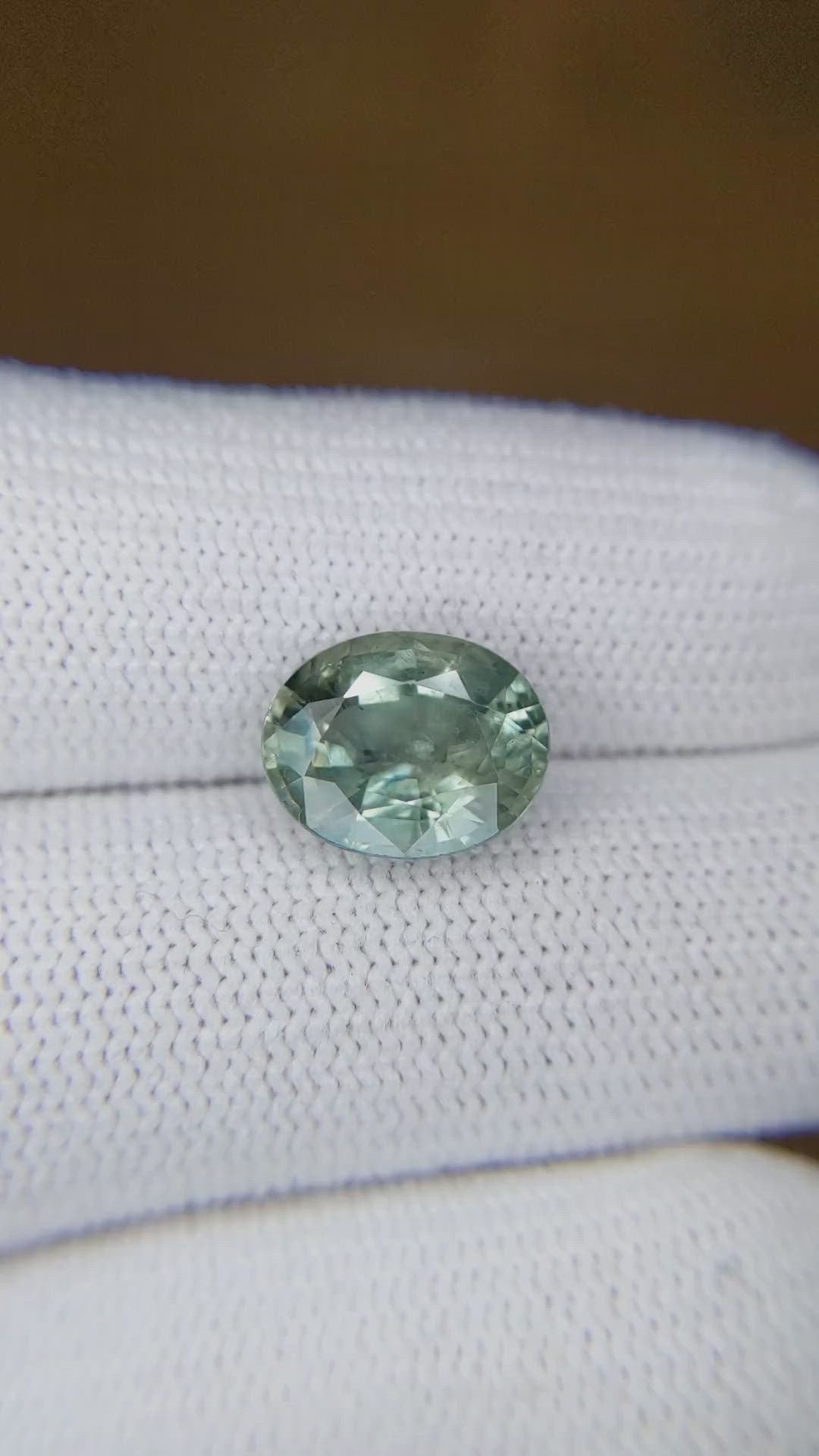 4.14 Ct. Bluish Green Sapphire from Madagascar Size Video