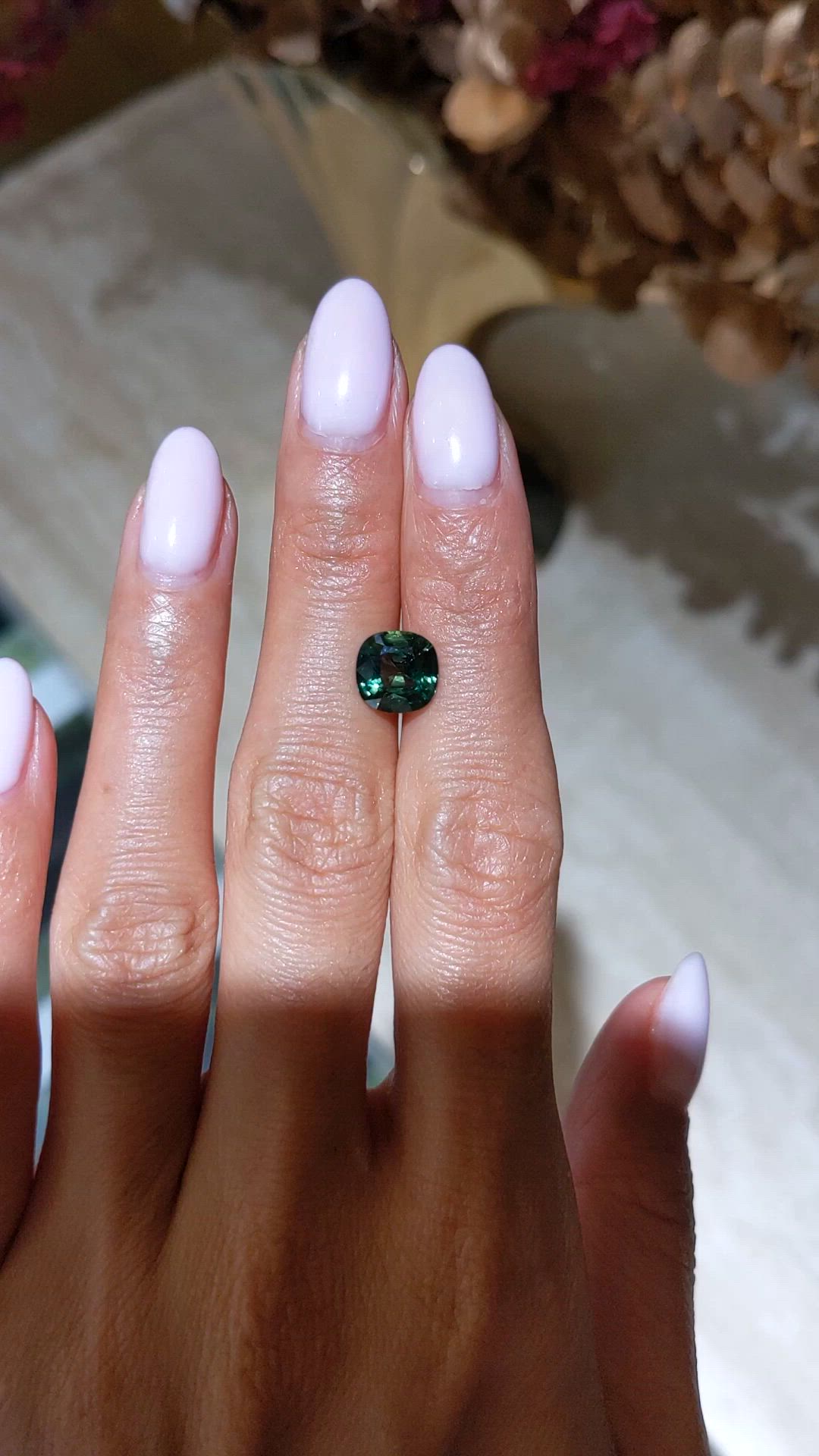 2.81 Ct. Bluish Green Sapphire from Madagascar Size Video