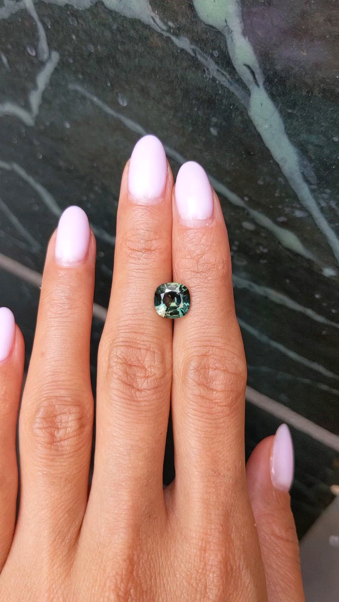 2.81 Ct. Bluish Green Sapphire from Madagascar Size Video
