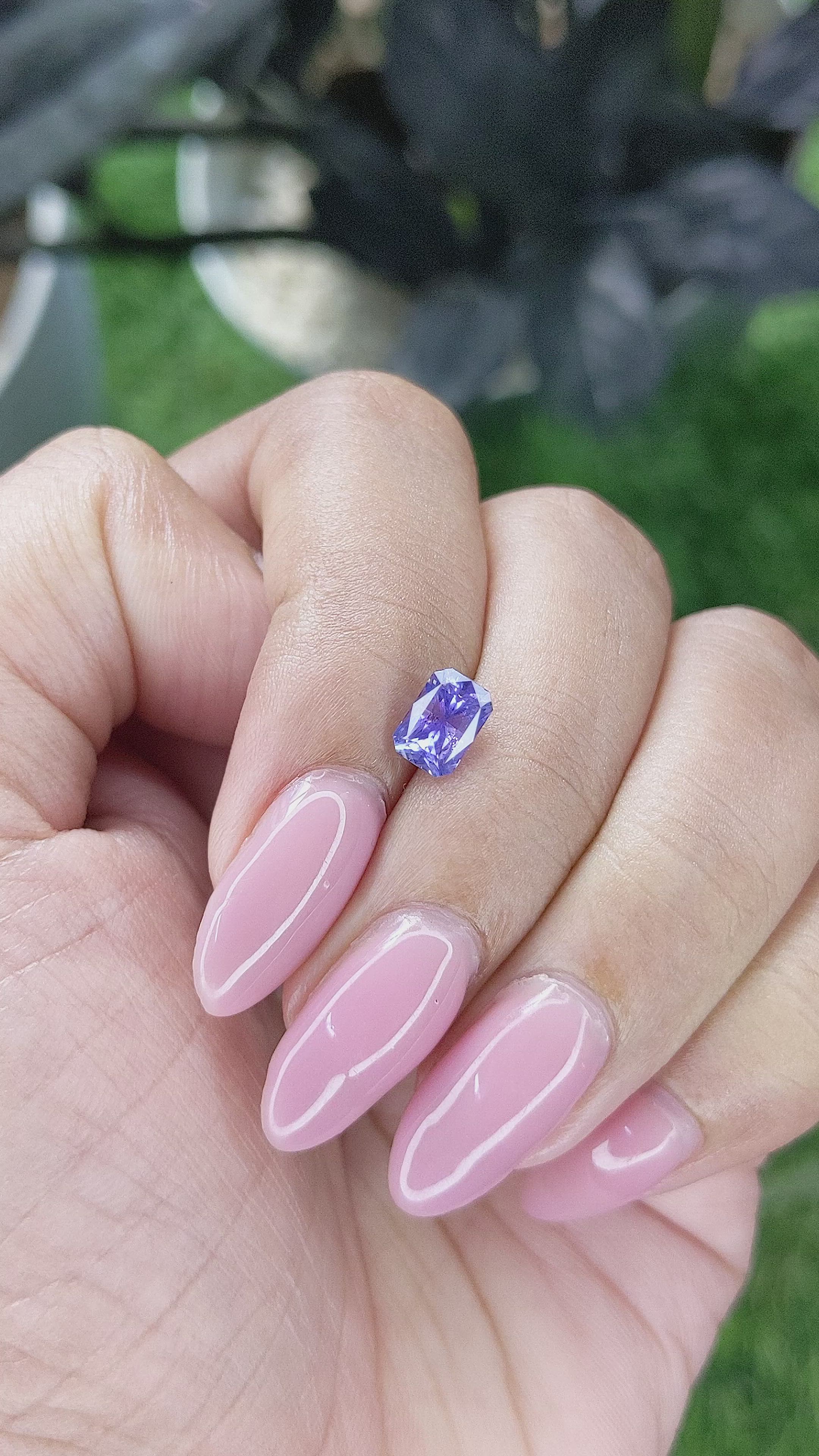1.29 Ct. Bluish Purple Sapphire from Madagascar Size Video