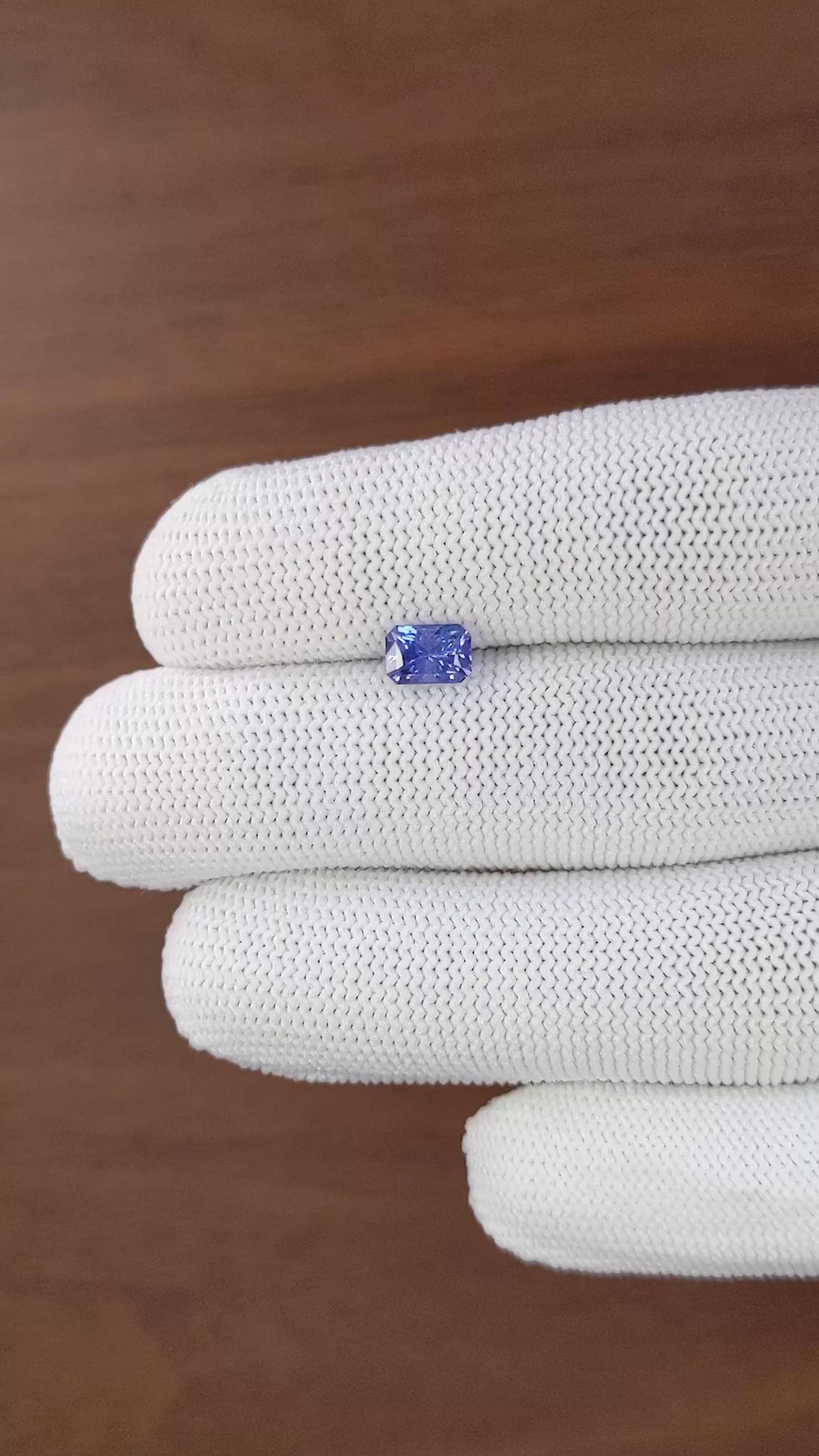 1.29 Ct. Bluish Purple Sapphire from Madagascar Size Video